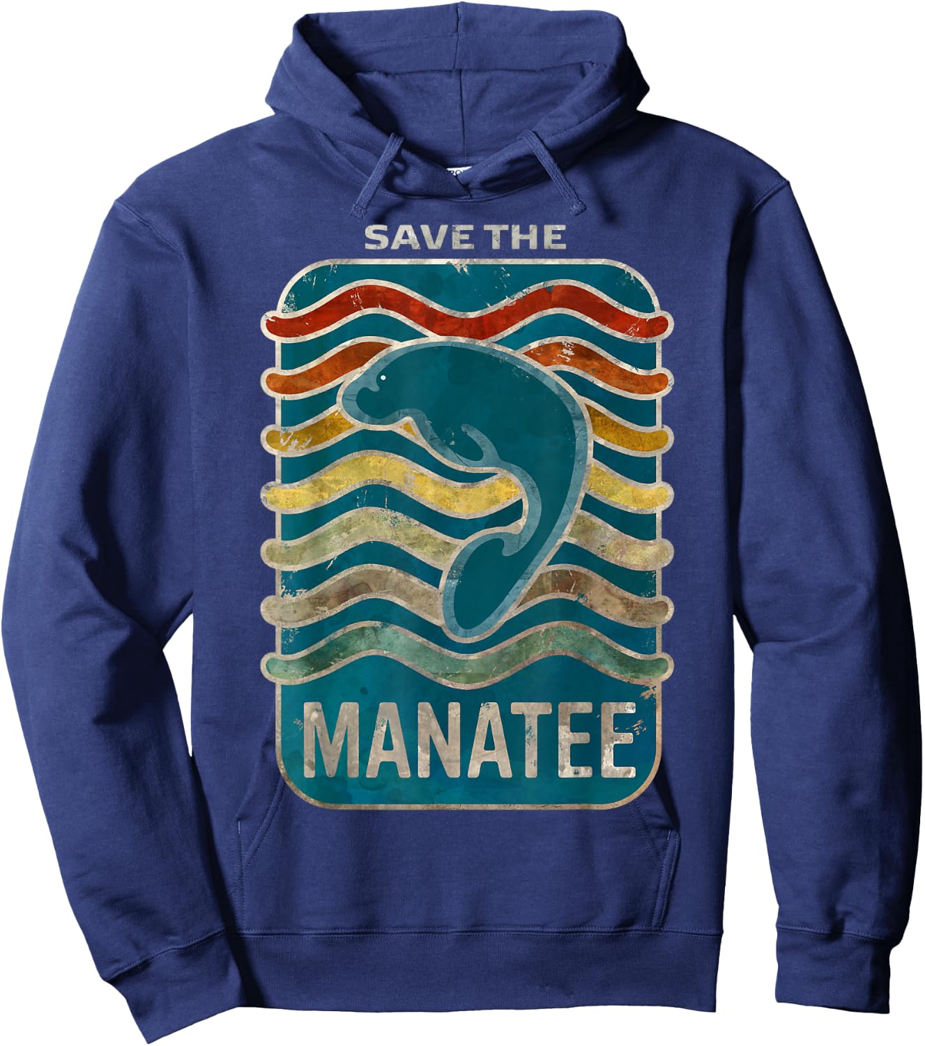 Save the Manatee Retro Vintage Design Hoodie - Hoodie | Navy