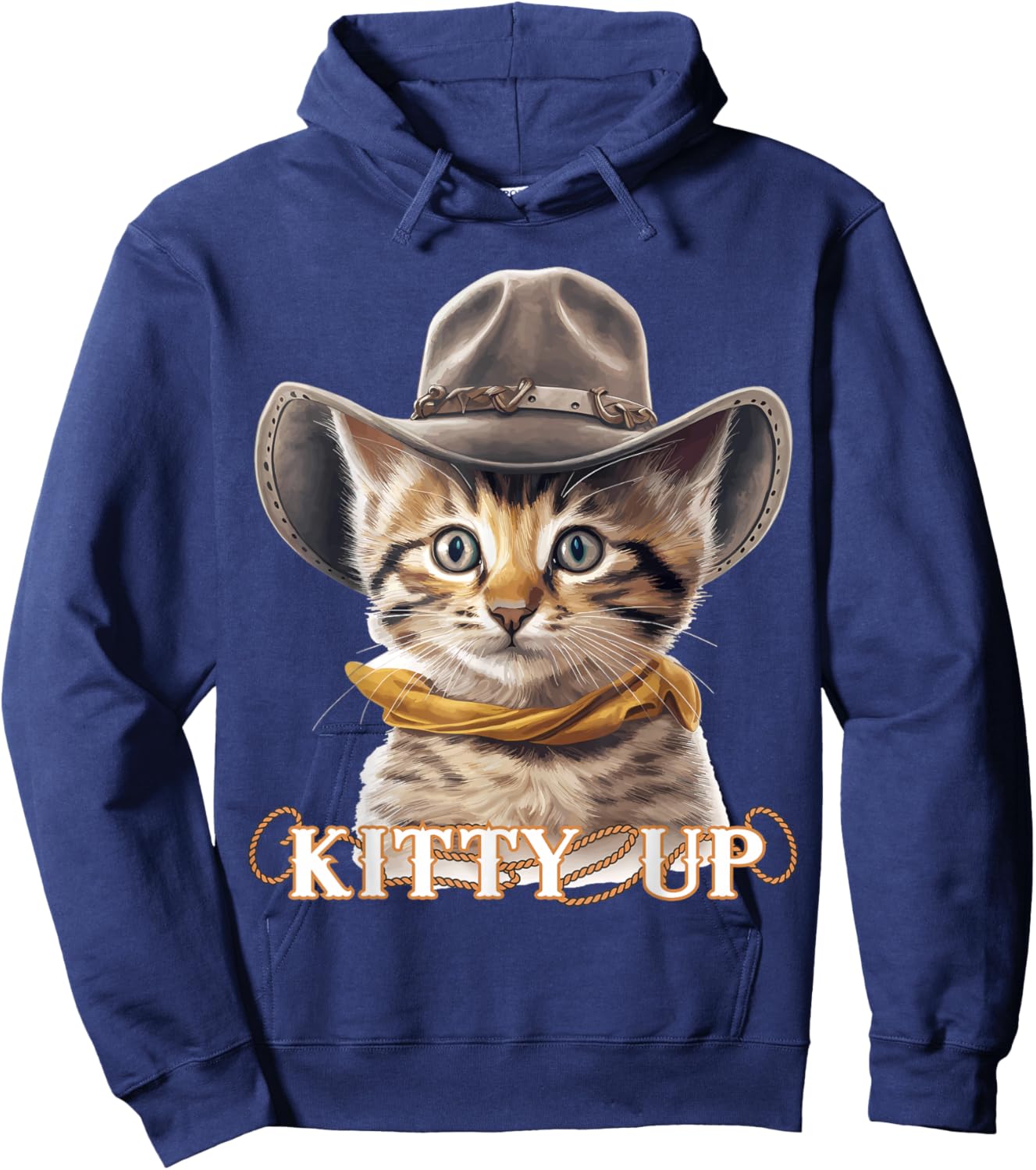 Cowboy Cat, Kitty Up, Country Cat Cowboy Hoodie - Hoodie | Navy
