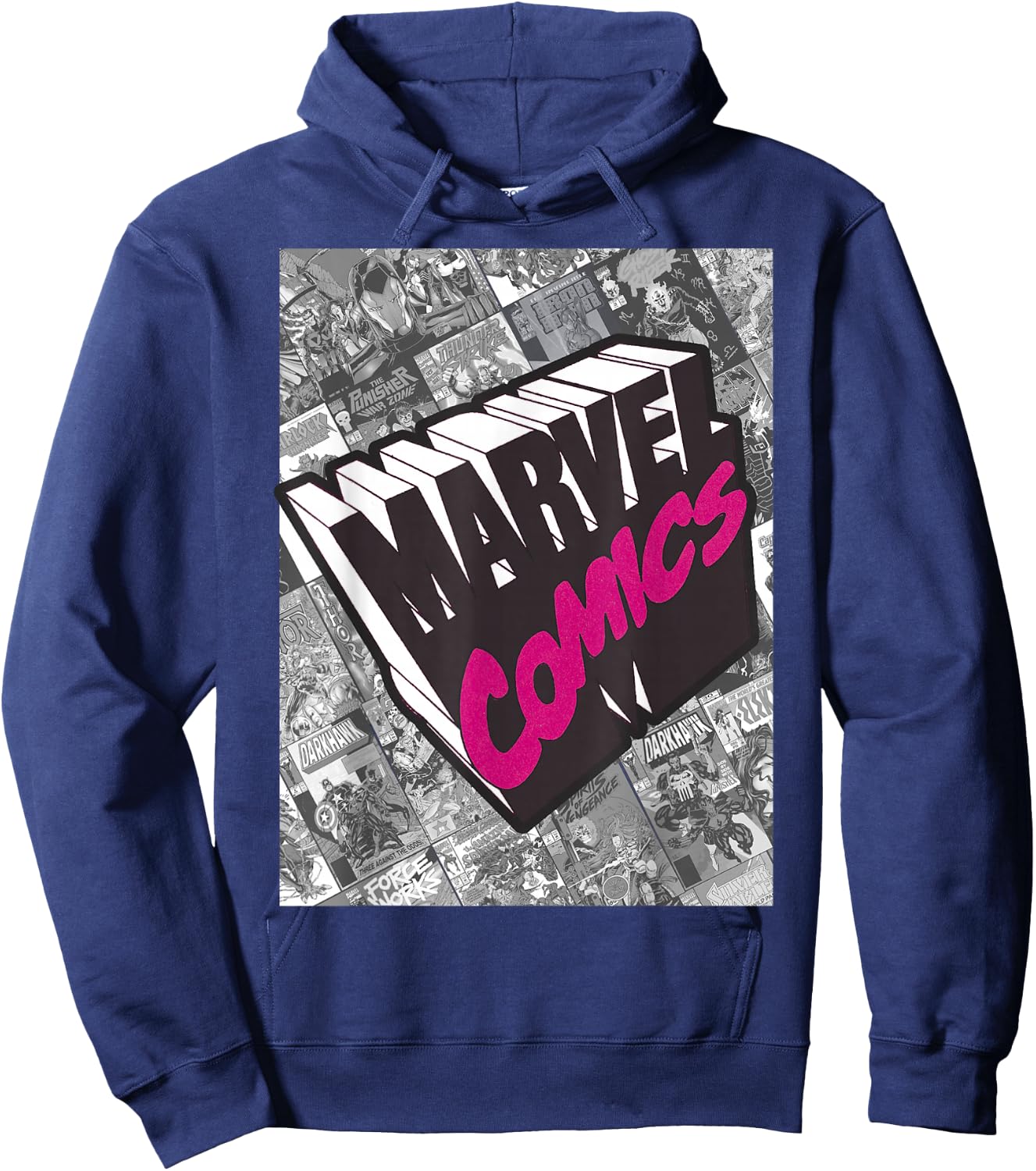 Marvel Comics Logo Comic Book Fill Panel Hoodie - Hoodie | Navy