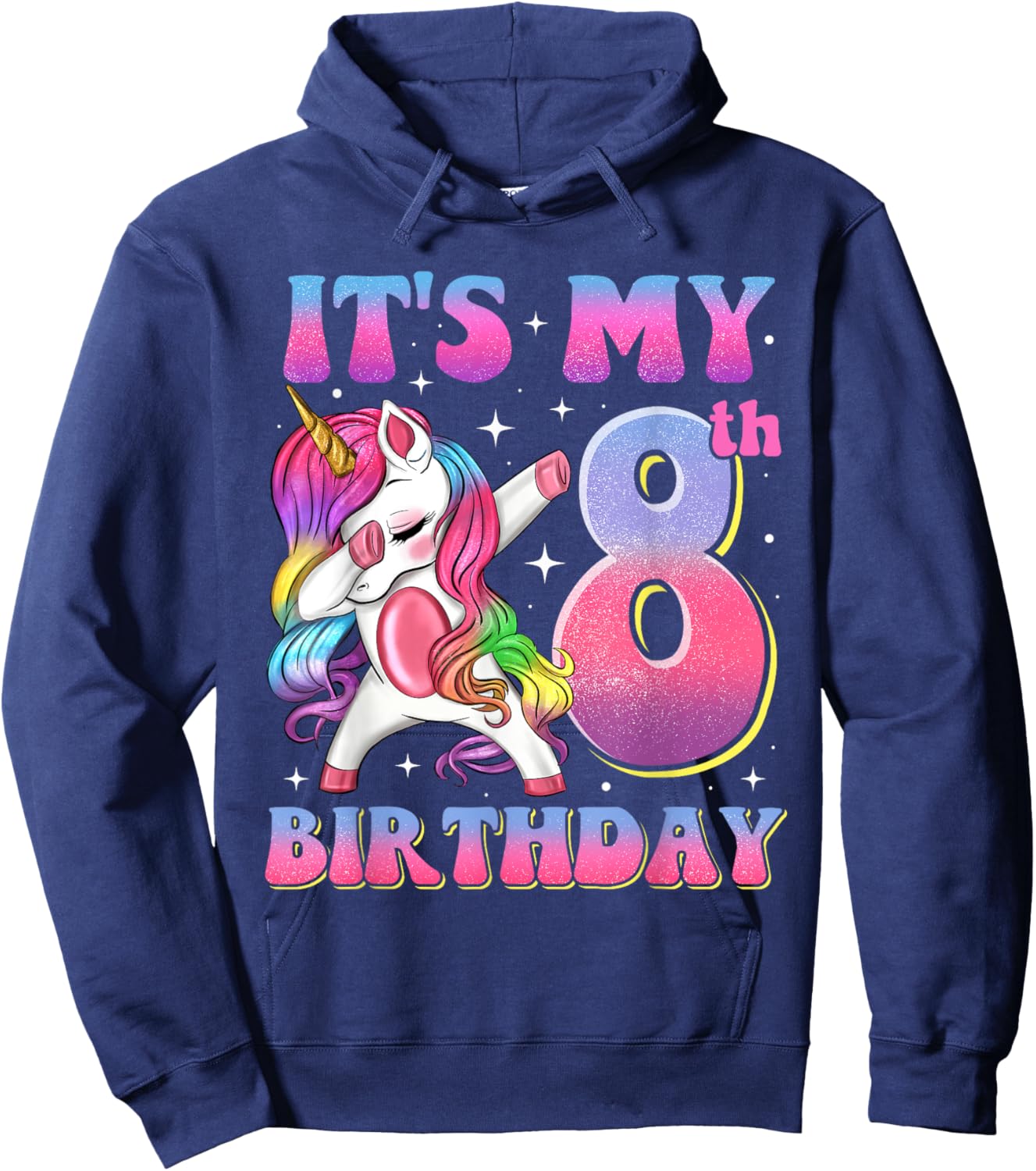 It's My 8th Birthday Dabbing Unicorn 8 Year Old Girls Kids Hoodie - Hoodie | Navy