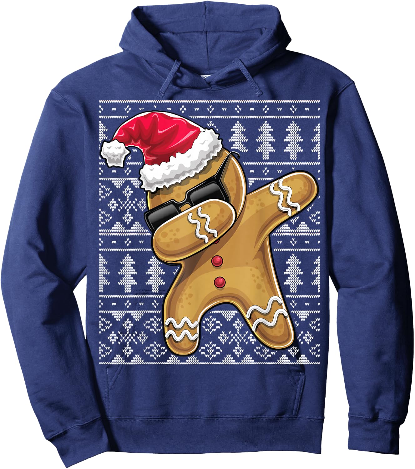 Ugly Christmas Sweater Dabbing Gingerbread Man Shirt Gift Hoodie - Hoodie | Navy