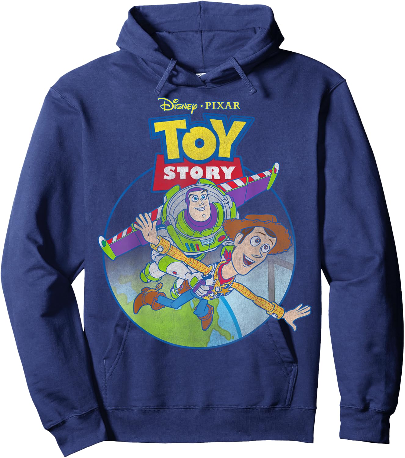 Disney Pixar Toy Story Woody & Buzz Lightyear Vintage Fly Hoodie - Hoodie | Navy