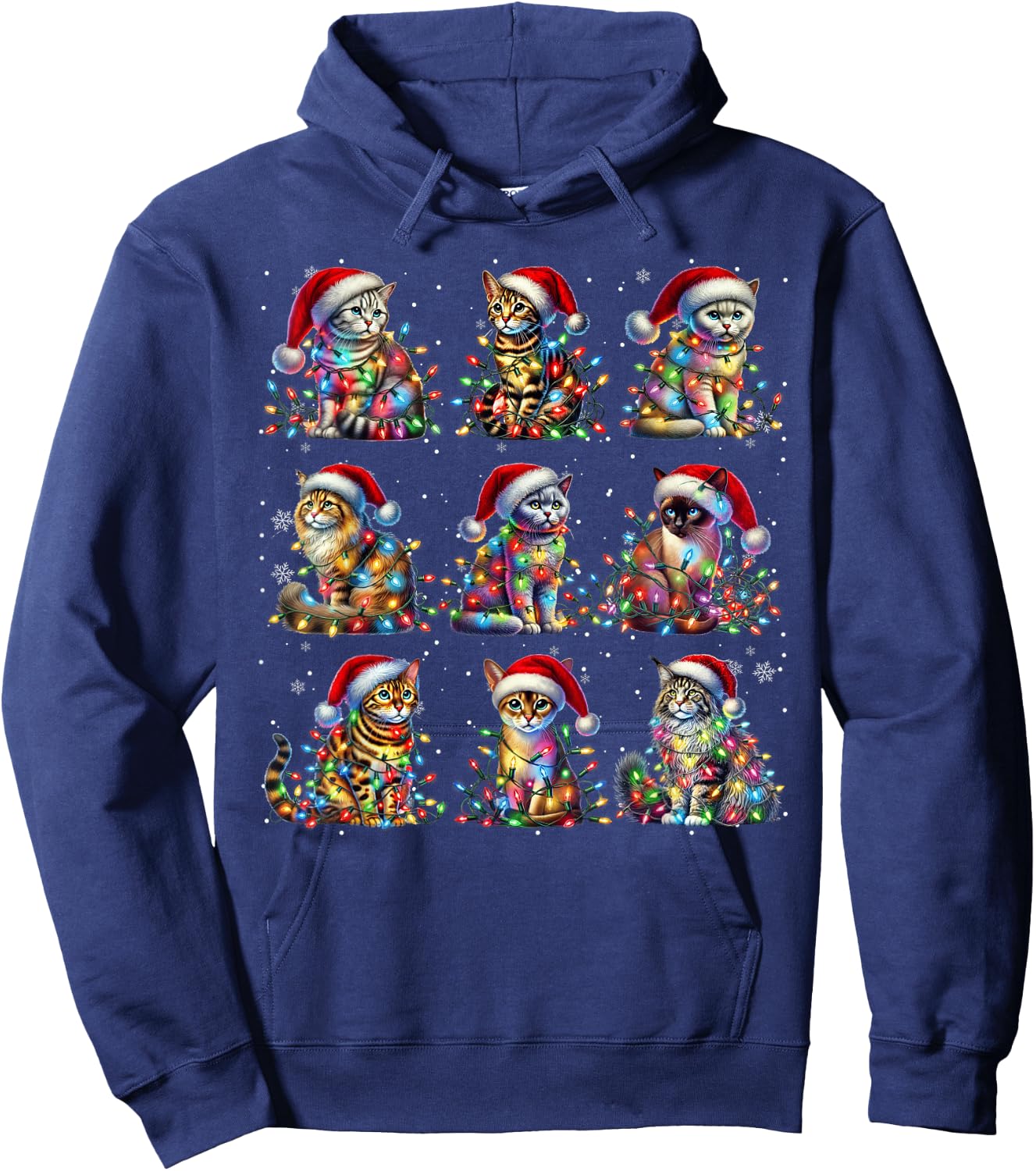 Vintage Cats Kittens Merry Christmas Pajama Xmas Squad Kids Hoodie - Hoodie | Navy