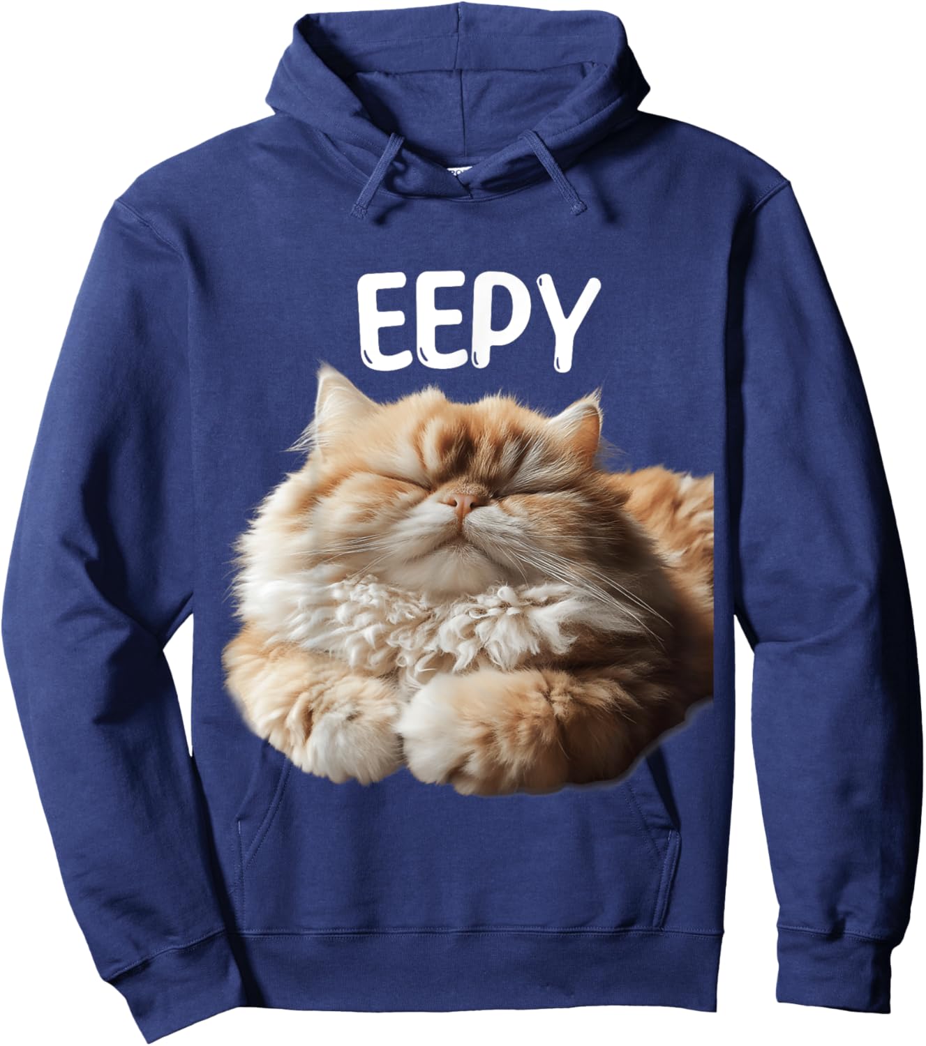 Eepy Cat, Silly Sleepy Cat Meme Cute fluffy cat lovers Hoodie - Hoodie | Navy