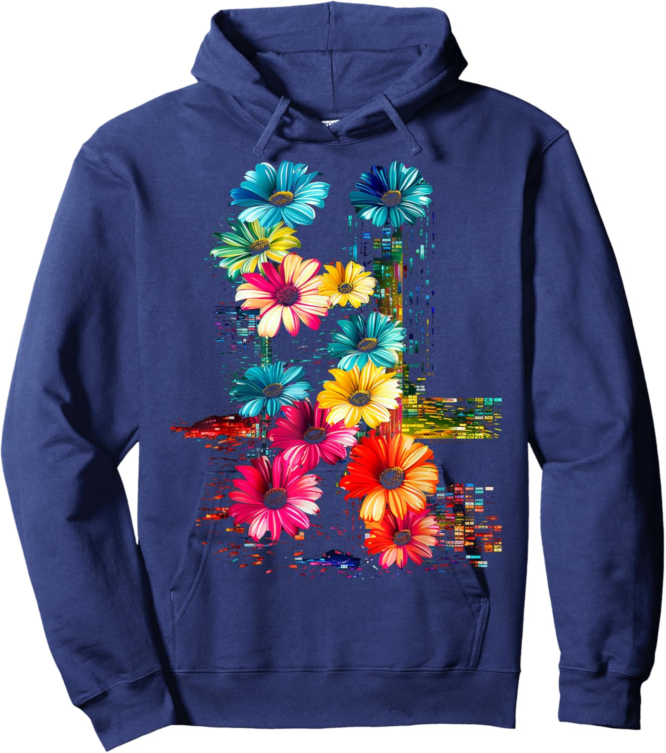 Flower Colorful Artwork Nature Art Graphic Flower Hoodie - Hoodie | Navy