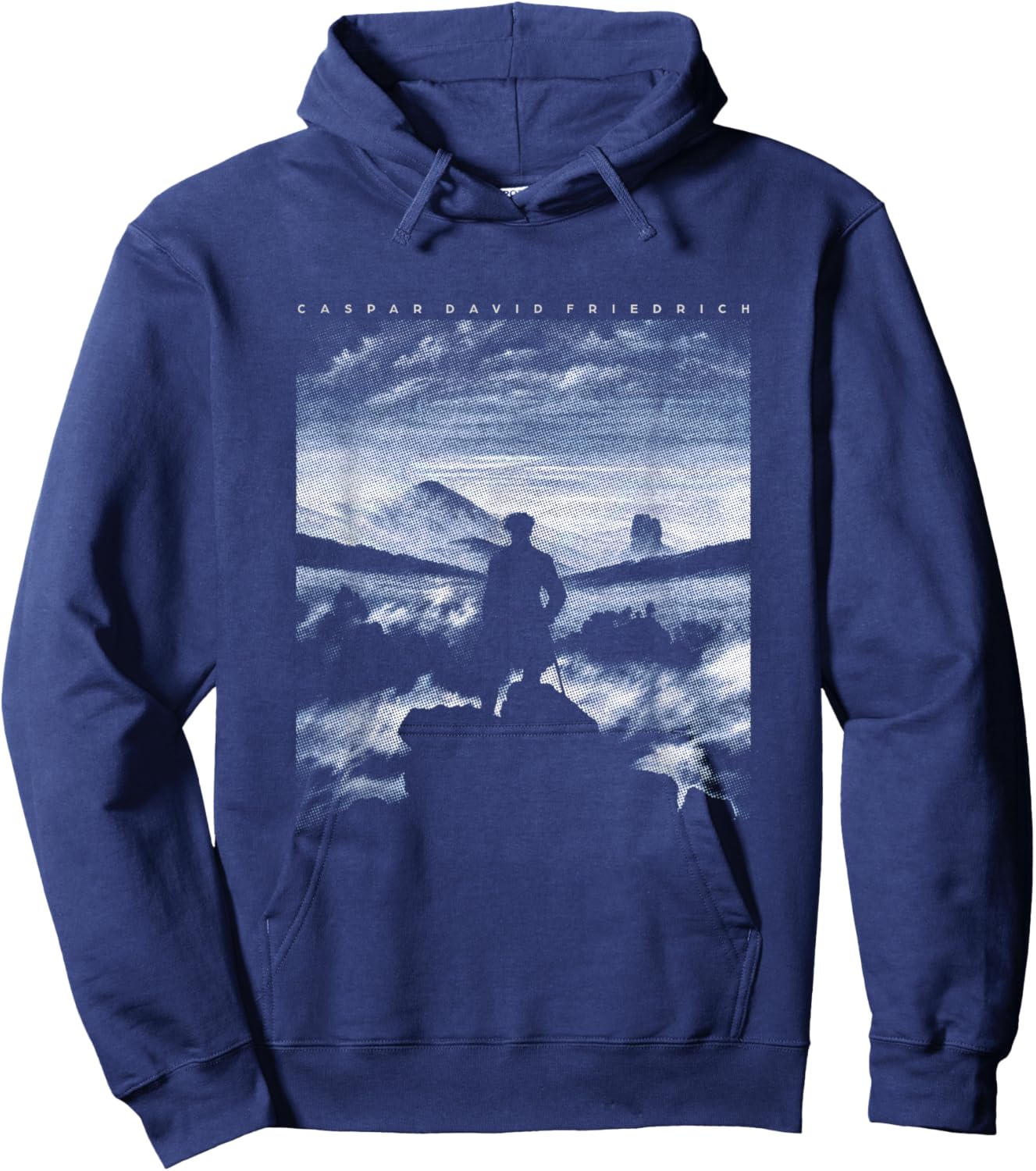 Hiker Wanderer Above Sea of Fog Caspar David Friedrich Hoodie - Hoodie | Navy