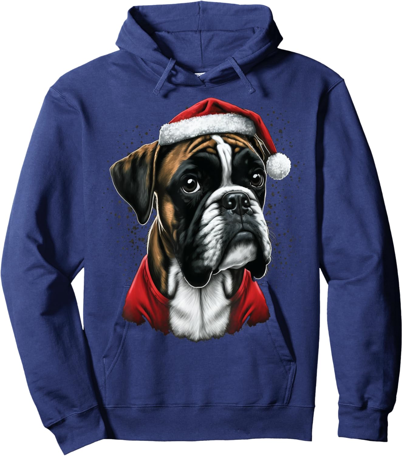 Xmas Boxer Dog Santa on Christmas Boxer Dog Men Women Kids Hoodie - Hoodie | Navy