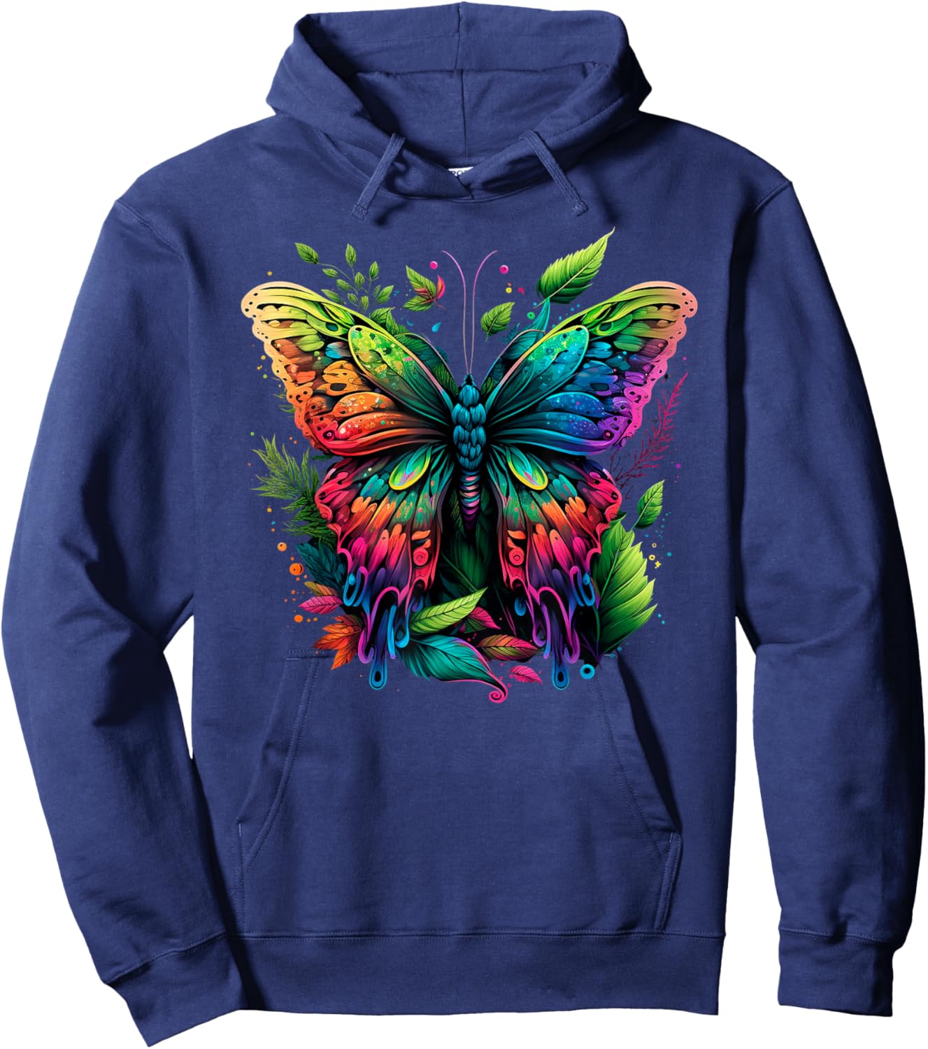 Rainbow Butterfly Colorful Butterfly Lover Girls Hoodie - Hoodie | Navy