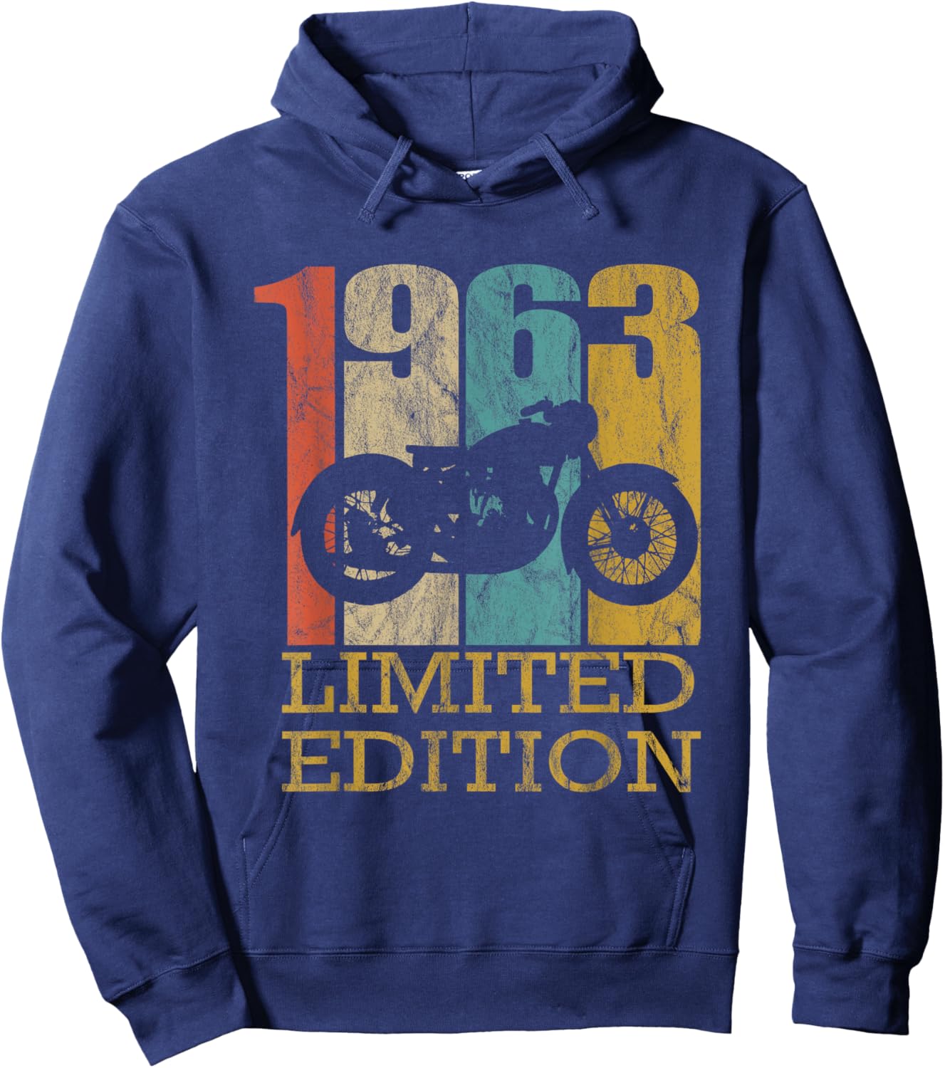Bike Men's Retro Motorcycle , Black, Small, Short Sleeve Hoodie - Hoodie | Navy
