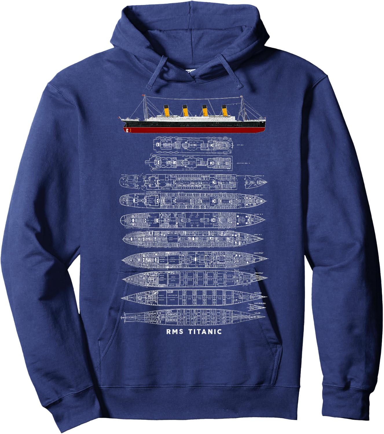 Titanic Sinking Boat Ship Hit Iceberg in 1912 Memorabilia Hoodie - Hoodie | Navy