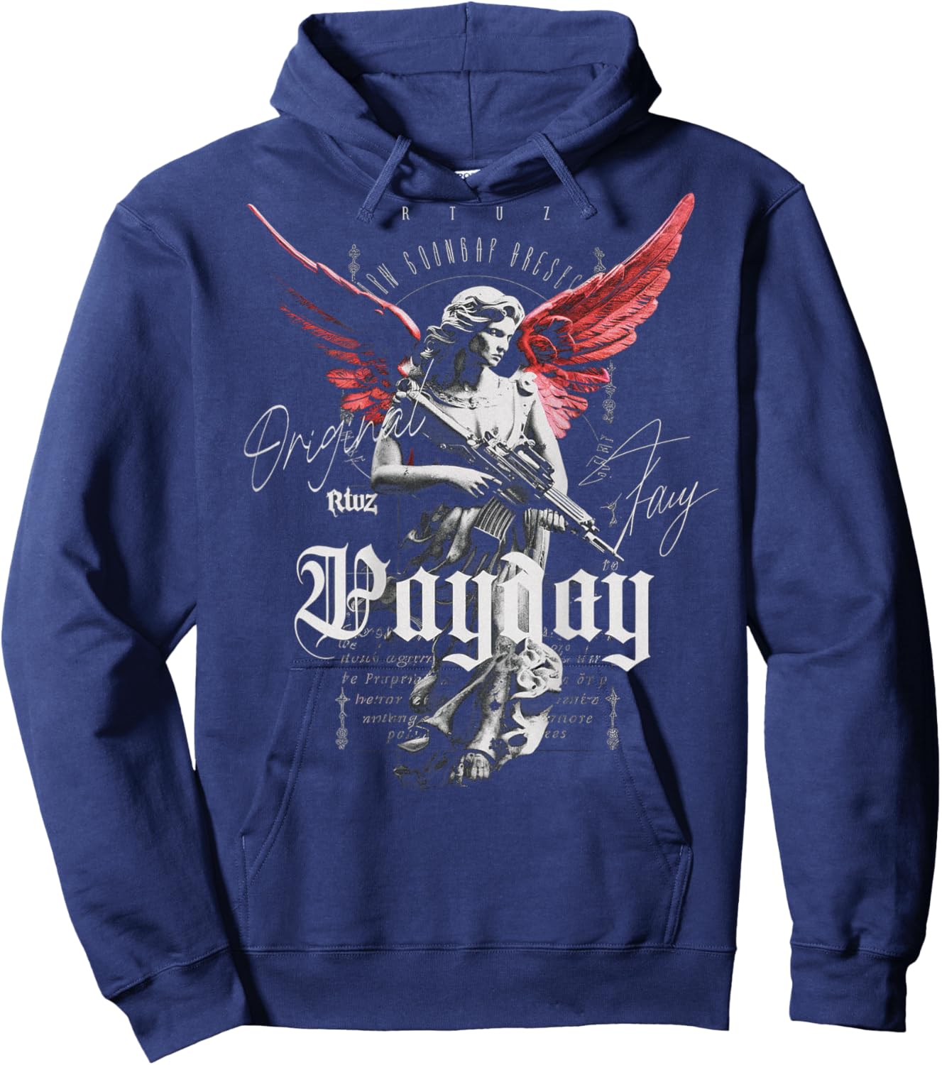 RTUZ Hip Hop Vintage Edgy Urban Y2K Back Print - -Adults-Kids, Black, Small Hoodie - Hoodie | Navy
