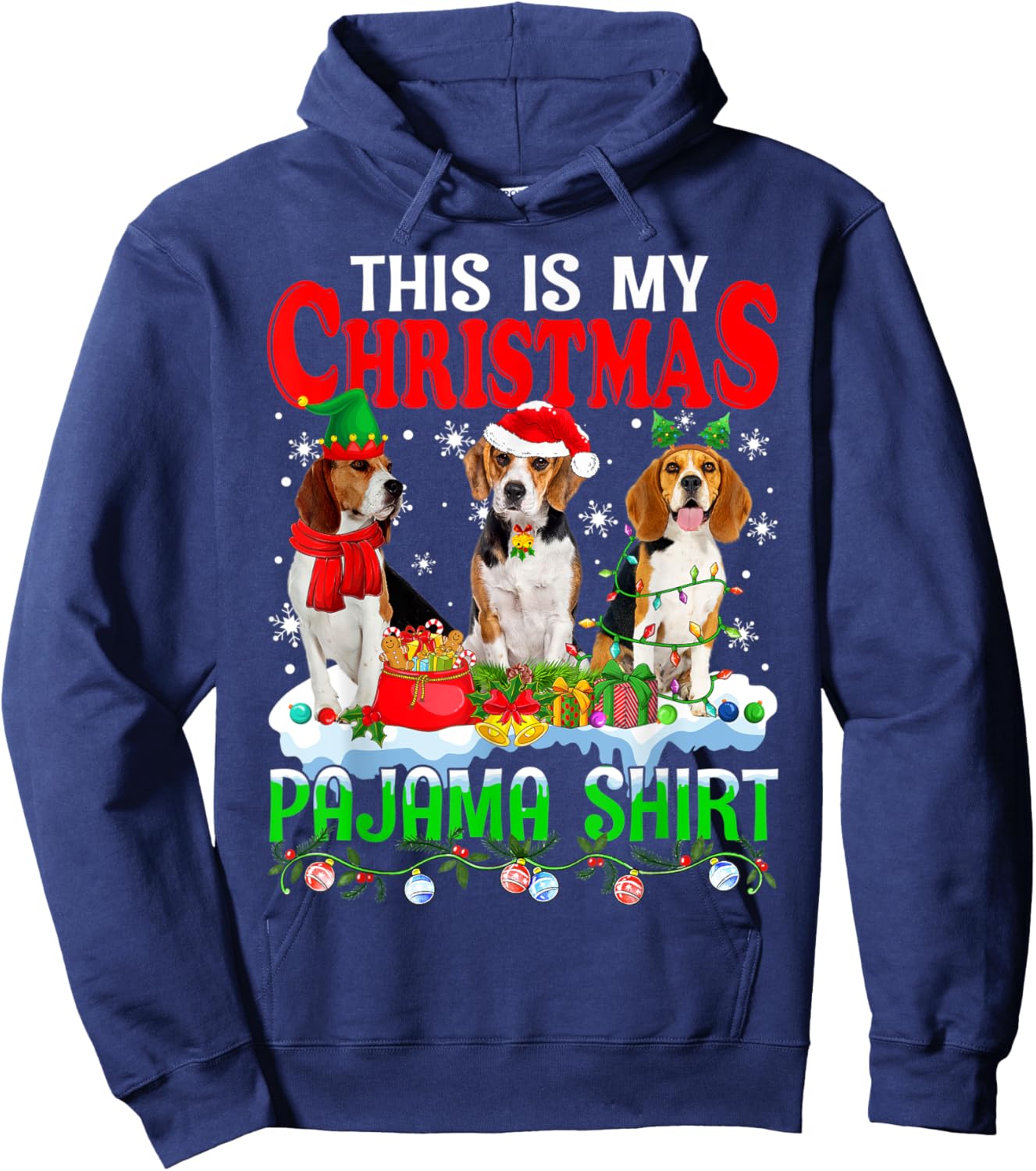 This Is My Christmas Pajama Funny Beagle Dog Lover Hoodie - Hoodie | Navy