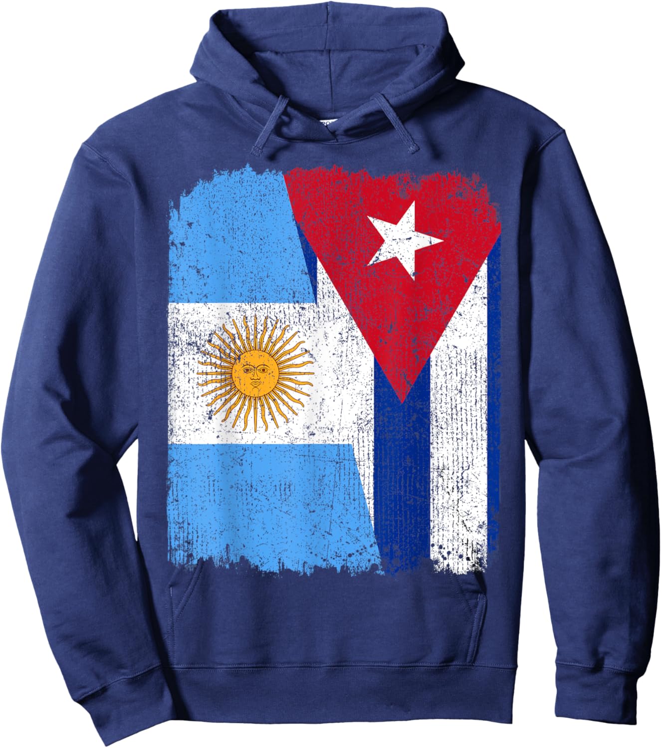 Half Argentinian Half Cuban Flag Heritage Pride Roots Hoodie - Hoodie | Navy