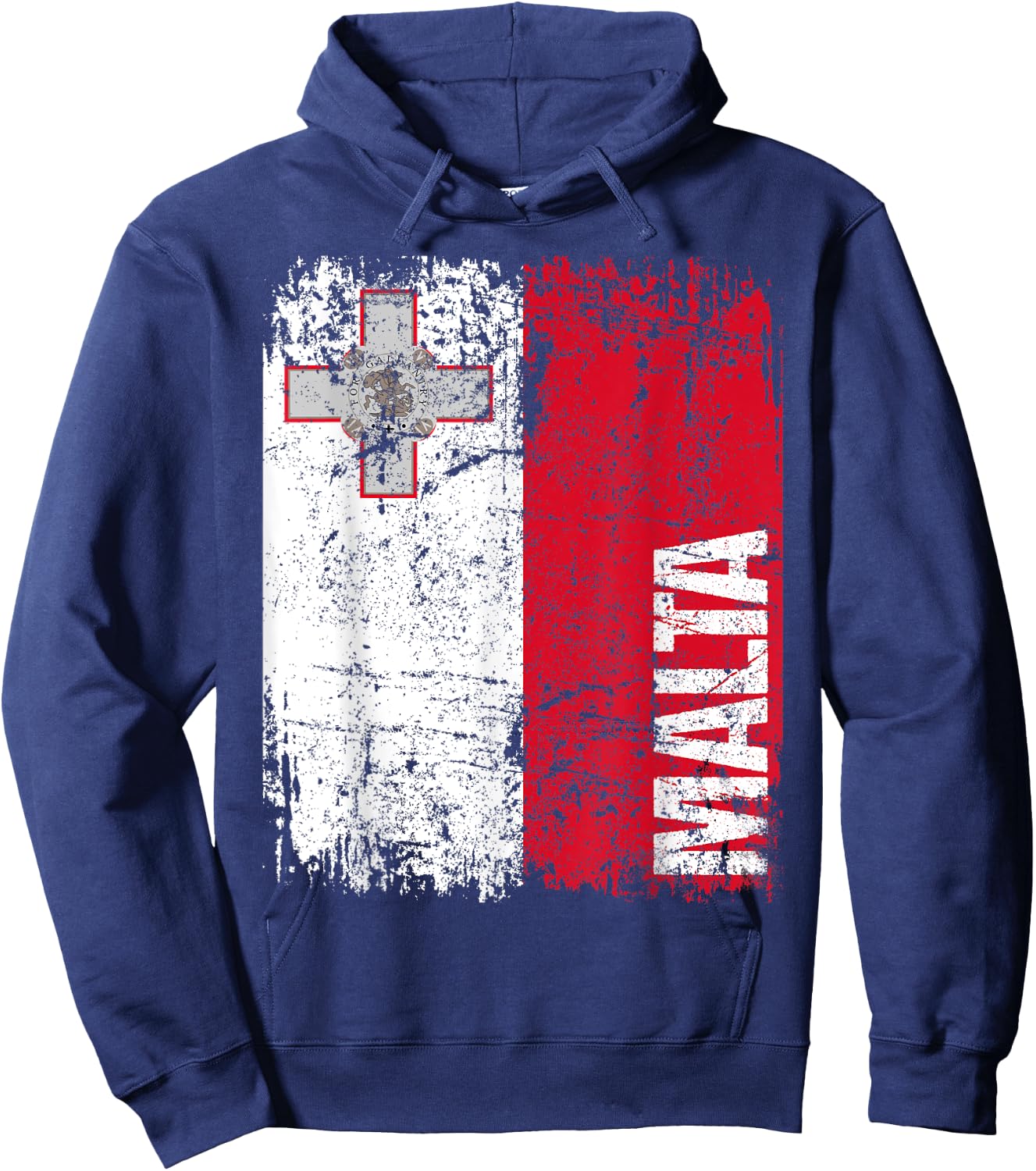 MALTA Flag Vintage Distressed MALTA Hoodie - Hoodie | Navy