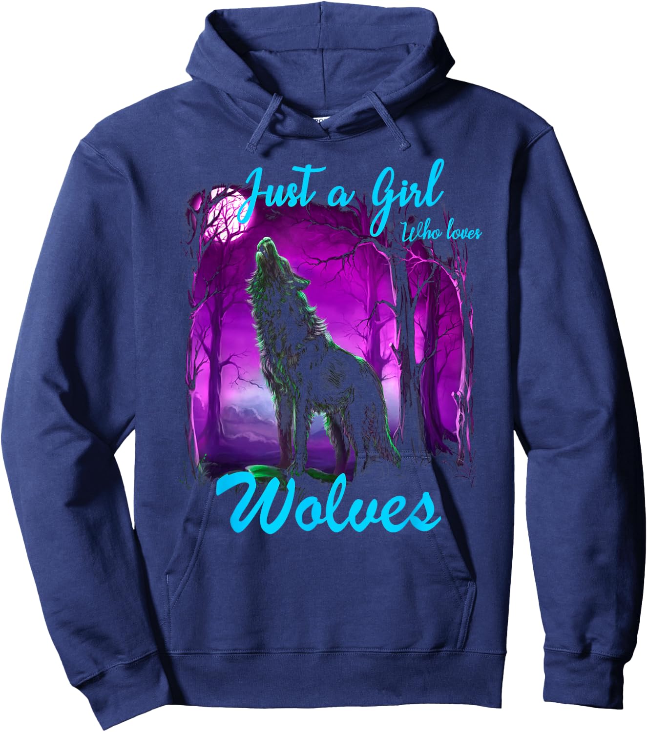 Just a Girl Who Loves wolves - Wolf for Girls Women Hoodie - Hoodie | Navy