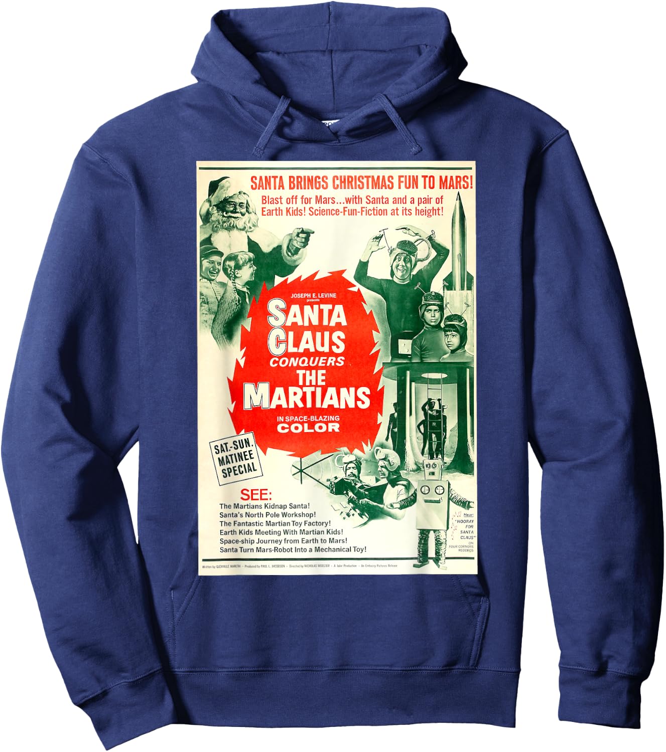 Santa Claus Halloween Christmas Poster Horror Sci Fi Movie Hoodie - Hoodie | Navy