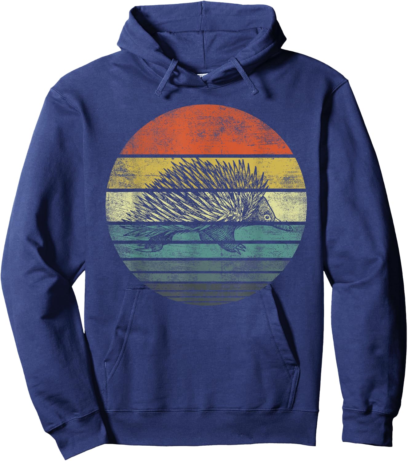 Echidna Gifts Retro Sunset Animal Lover Echidna Silhouette Hoodie - Hoodie | Navy