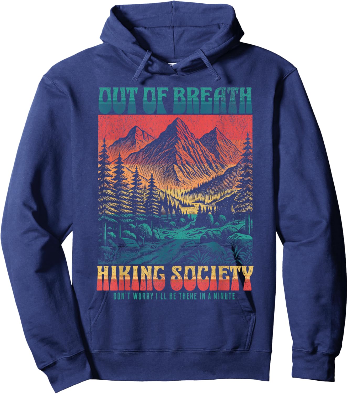 Out of Breath Hiking Society Mountain Nature Funny Hiking Hoodie - Hoodie | Navy