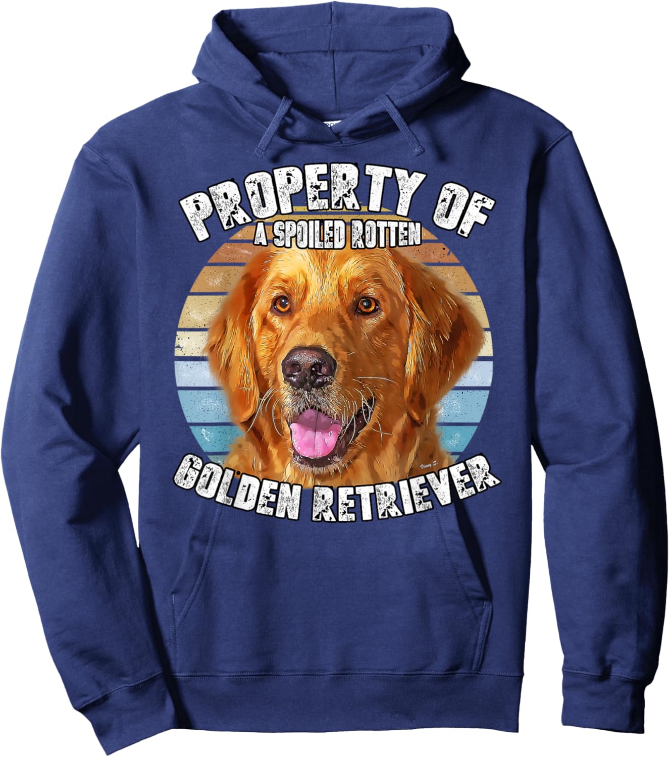 Golden Retriever Owner Lover Funny Retro Property Of Hoodie - Hoodie | Navy