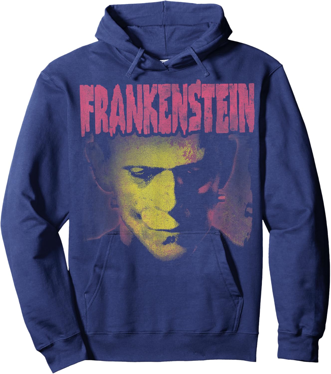 Universal Monsters Frankenstein Pink Splatter Portrait Hoodie - Hoodie | Navy