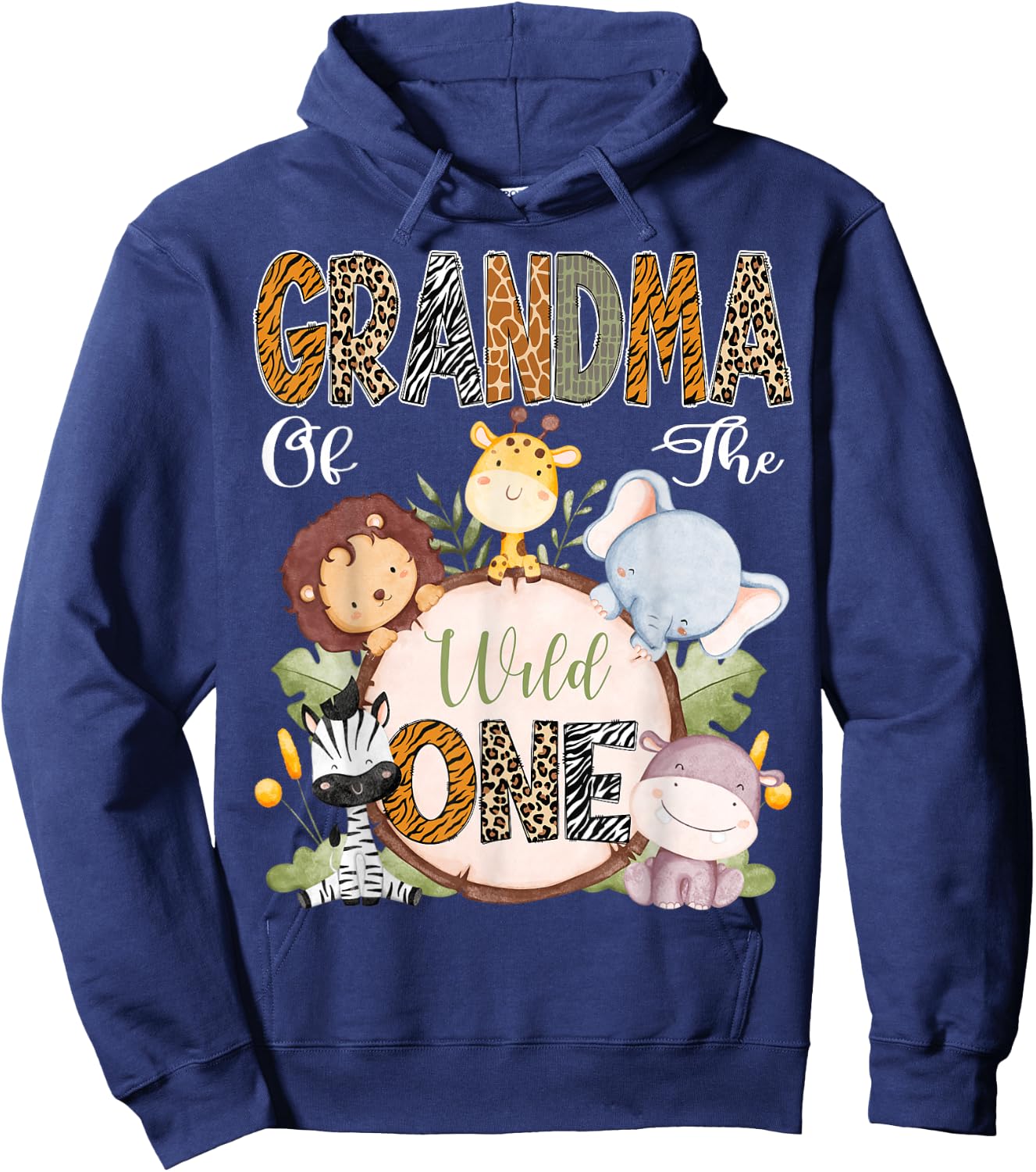 Grandma Of The Wild One 1St Birthday Safari Woodland Hoodie - Hoodie | Navy