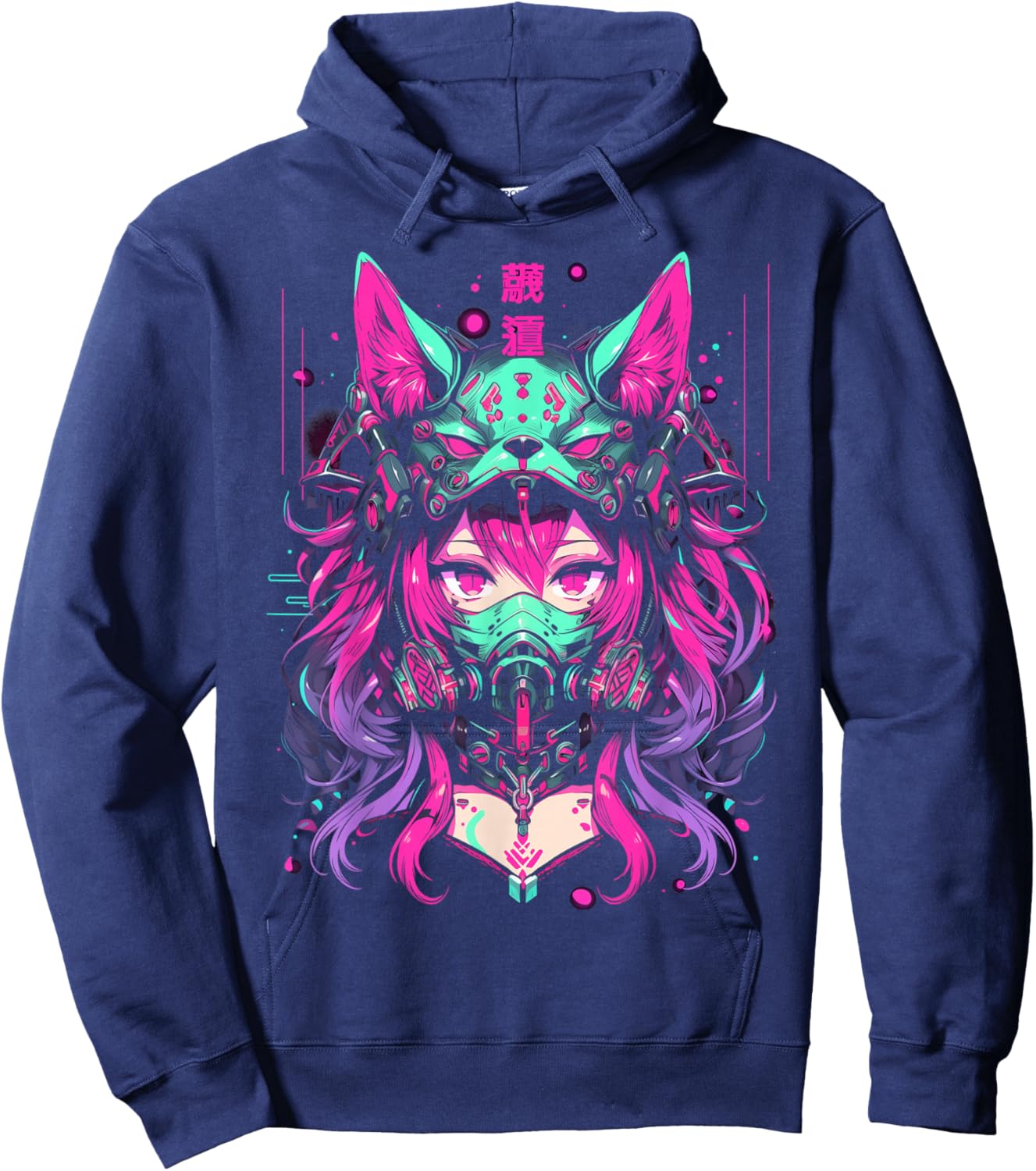 Anime Manga Cyberpunk Aesthetic Techwear Harajuku | Wolf Hoodie - Hoodie | Navy