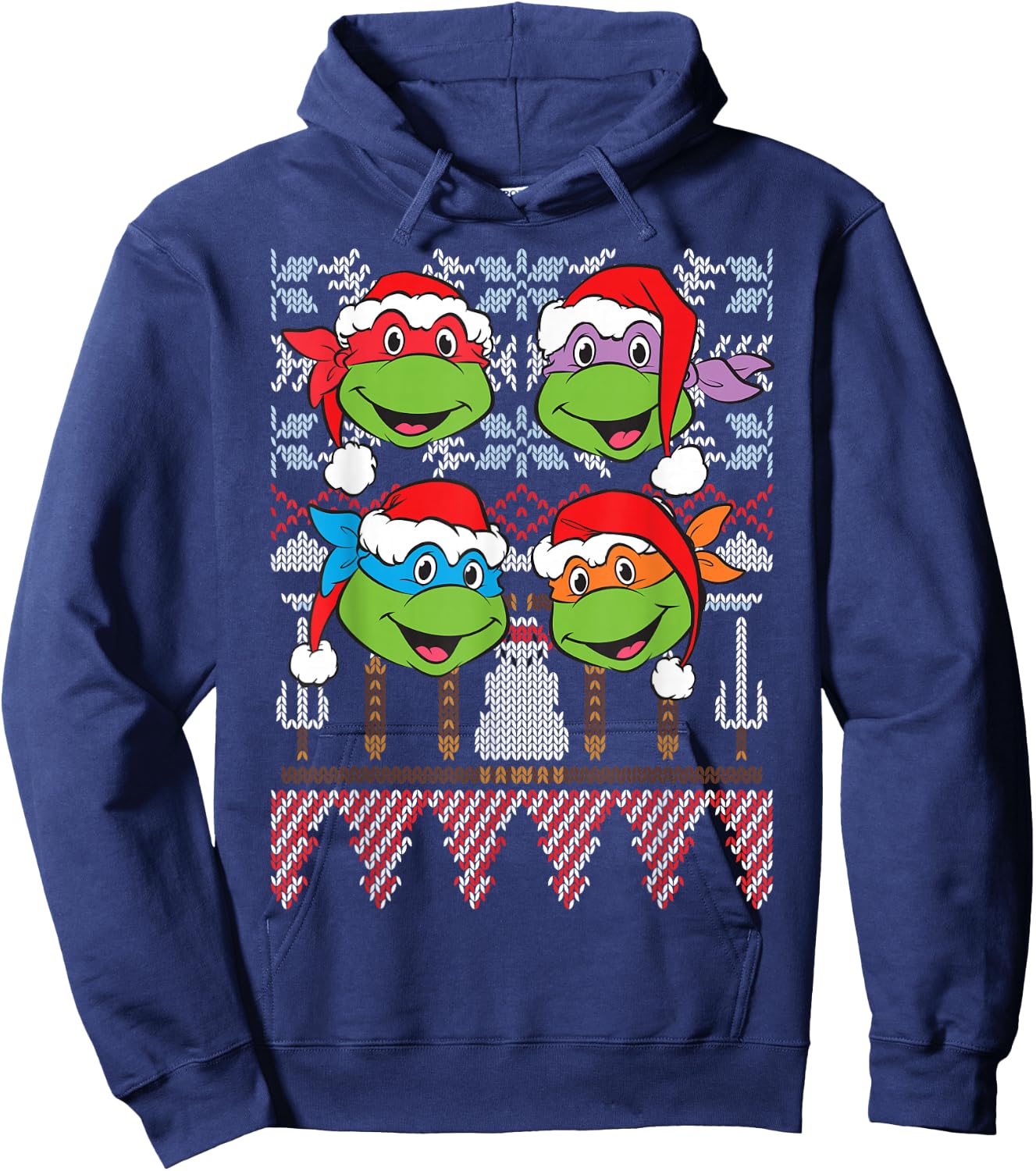 TMNT Ugly Xmas Sweaters All Turtles Hoodie - Hoodie | Navy