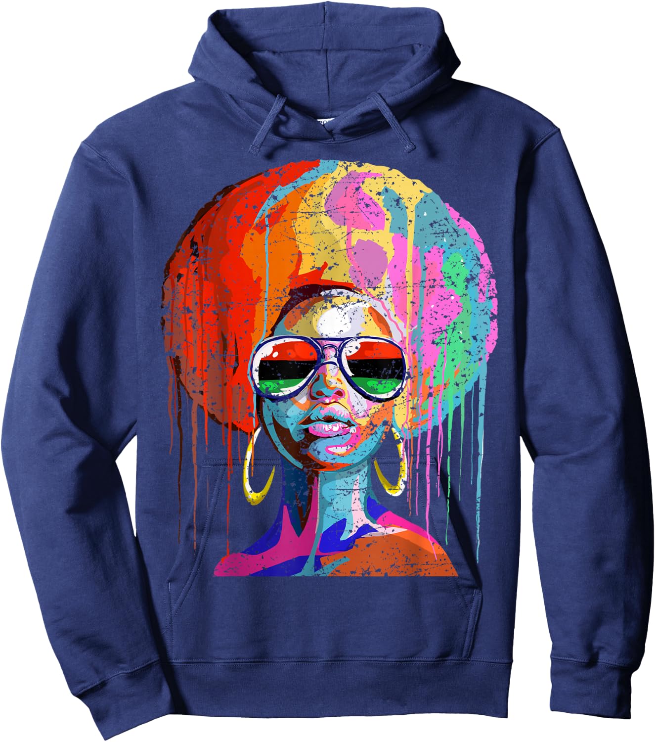 Black Queen Afro Melanin Dripping Juneteenth Small Hoodie - Hoodie | Navy
