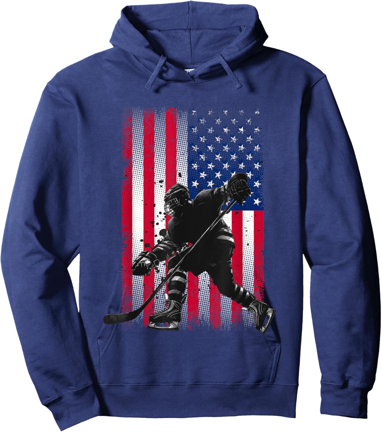 American Flag Hockey Women Kids Men Hoodie - Hoodie | Navy