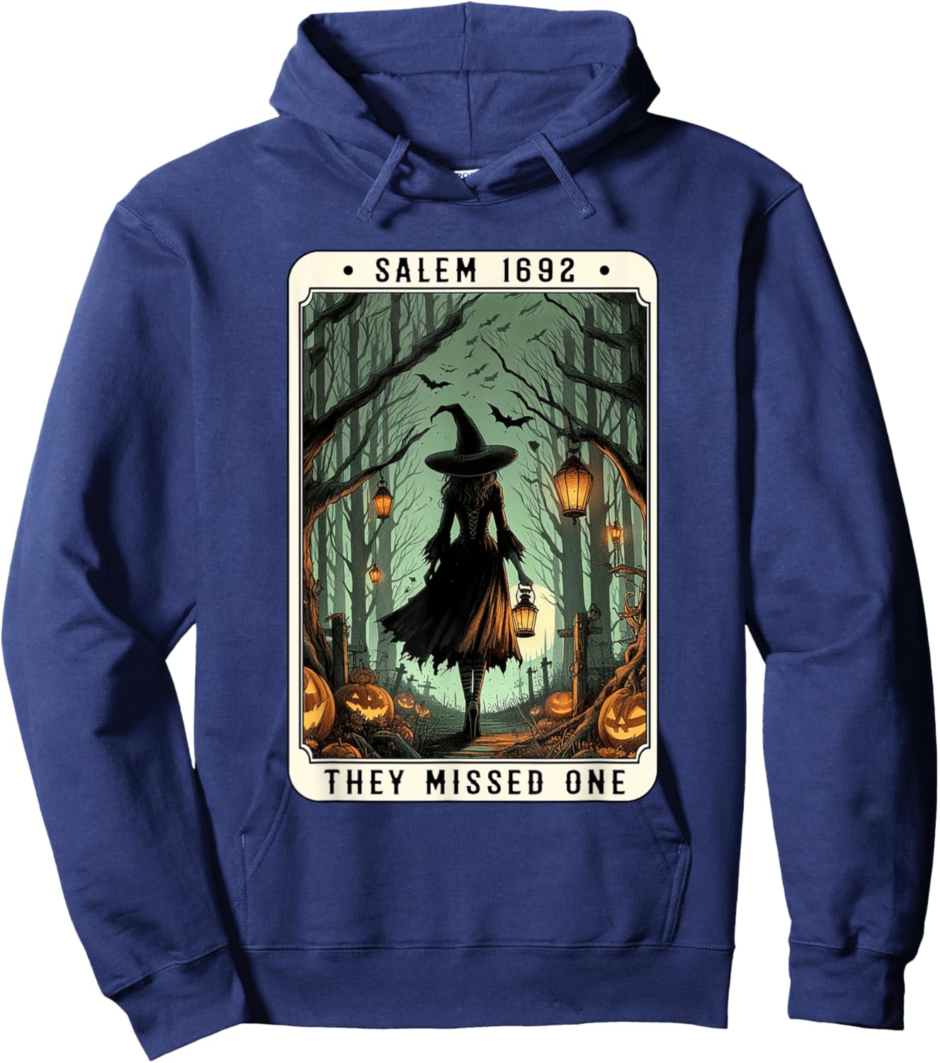 Salem 1692 Halloween Witch They Missed One Tarot Card Women Hoodie - Hoodie | Navy