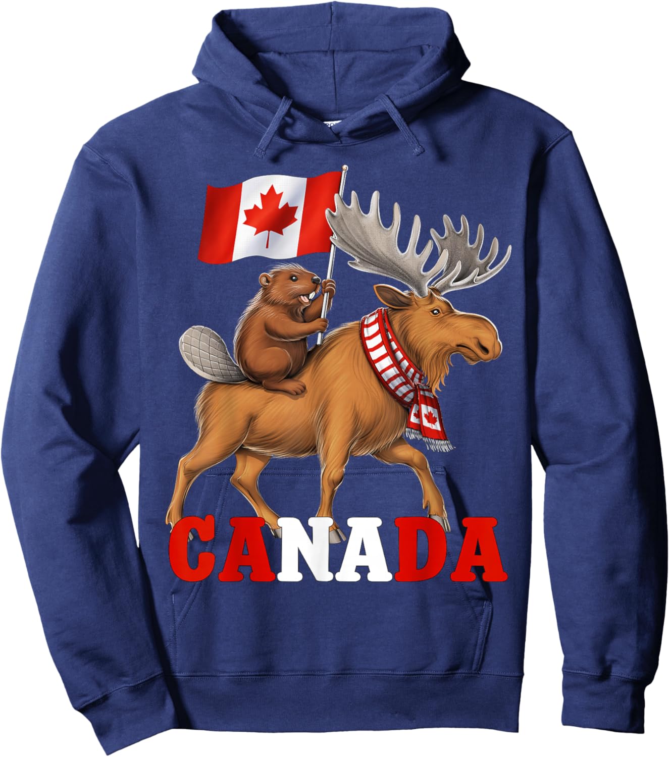 Kanada Biber Elch Kanadische Flagge Stolzer Kanadier Hoodie - Hoodie | Navy