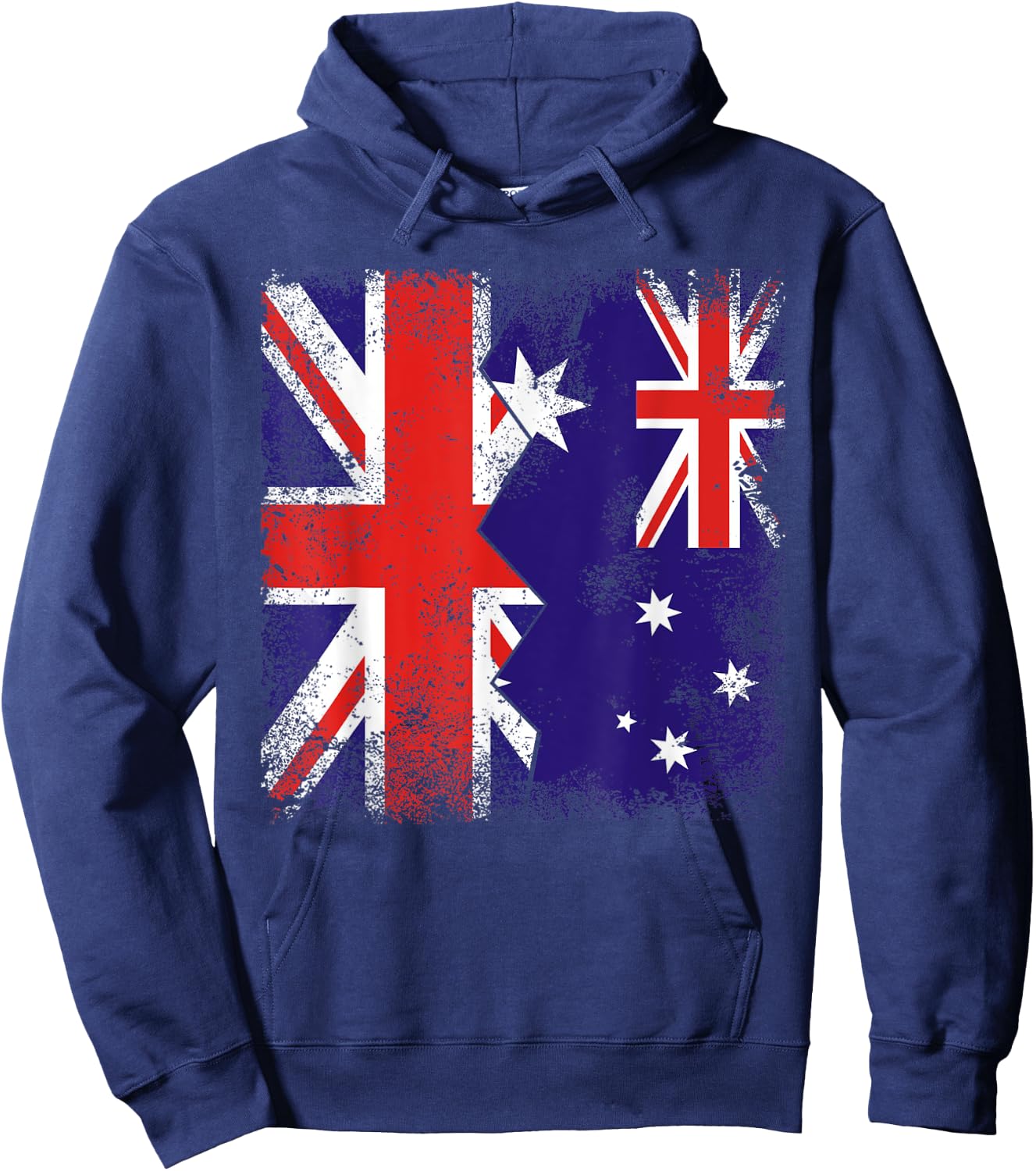 Australian Roots | Half British Flags | UK Australia Vintage Hoodie - Hoodie | Navy
