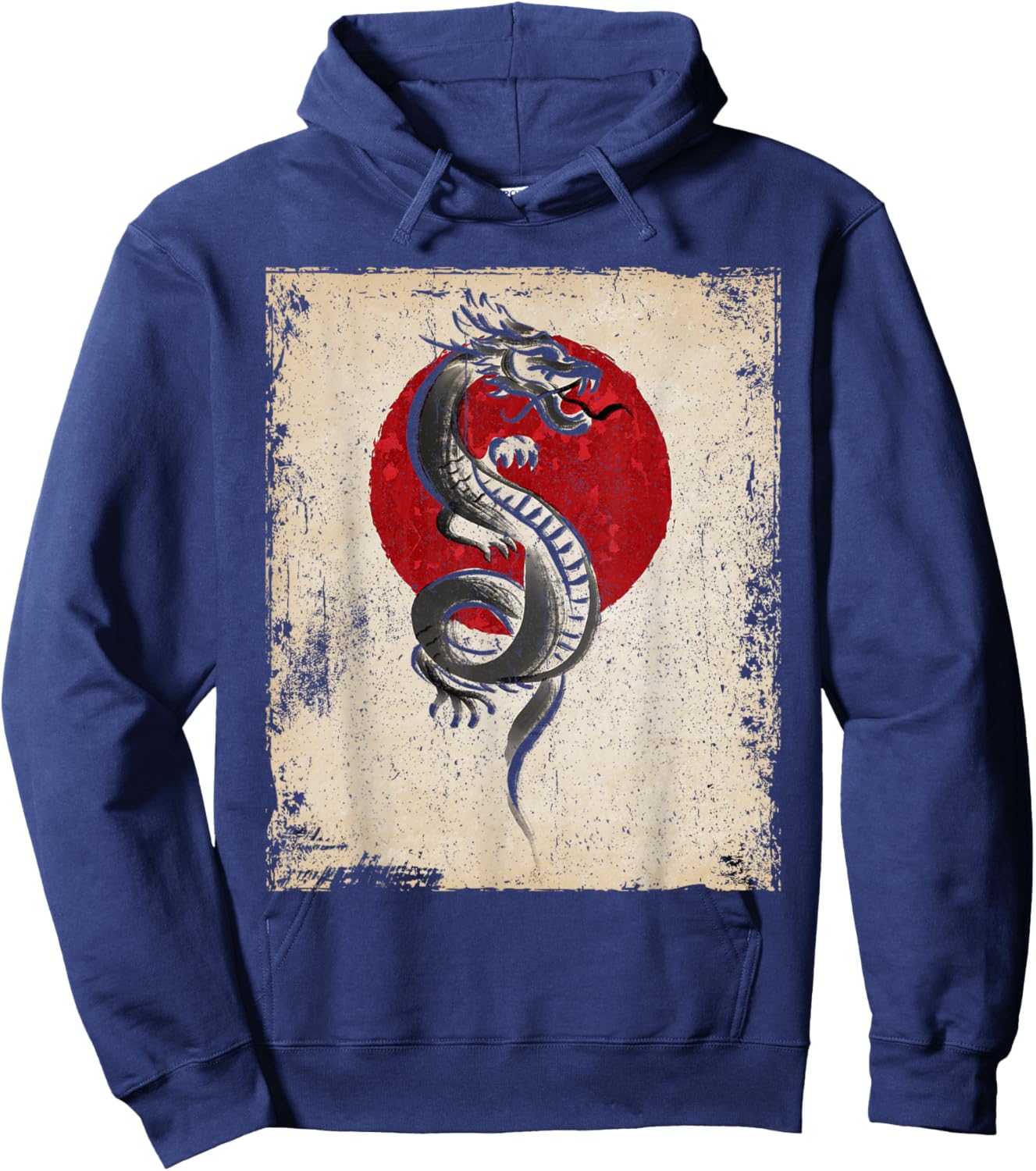Japan dragon artwork Japanese Art Retro Hoodie - Hoodie | Navy