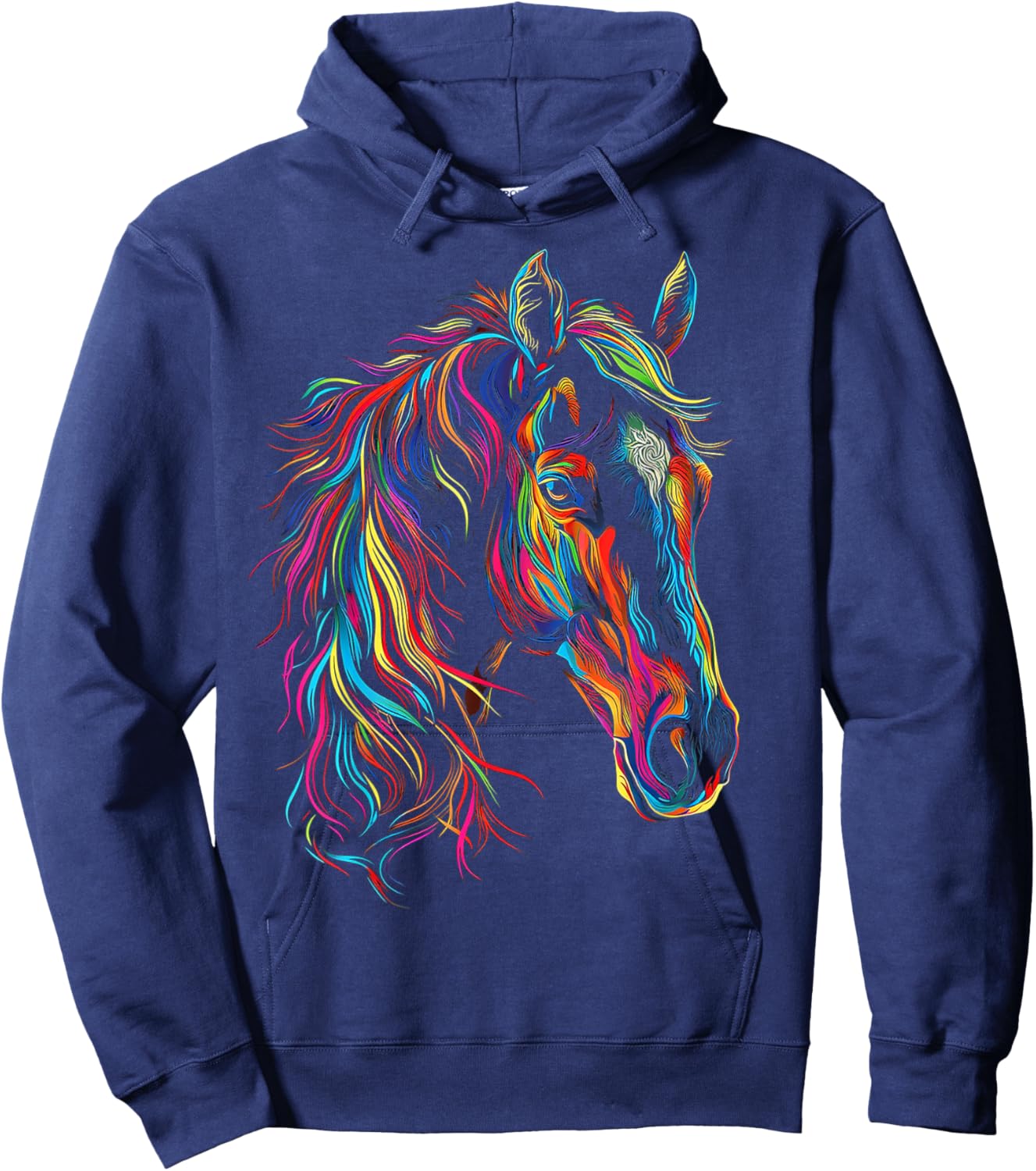 Horse Abstract Art Animal Colorful Graphic Motif Horse Hoodie - Hoodie | Navy