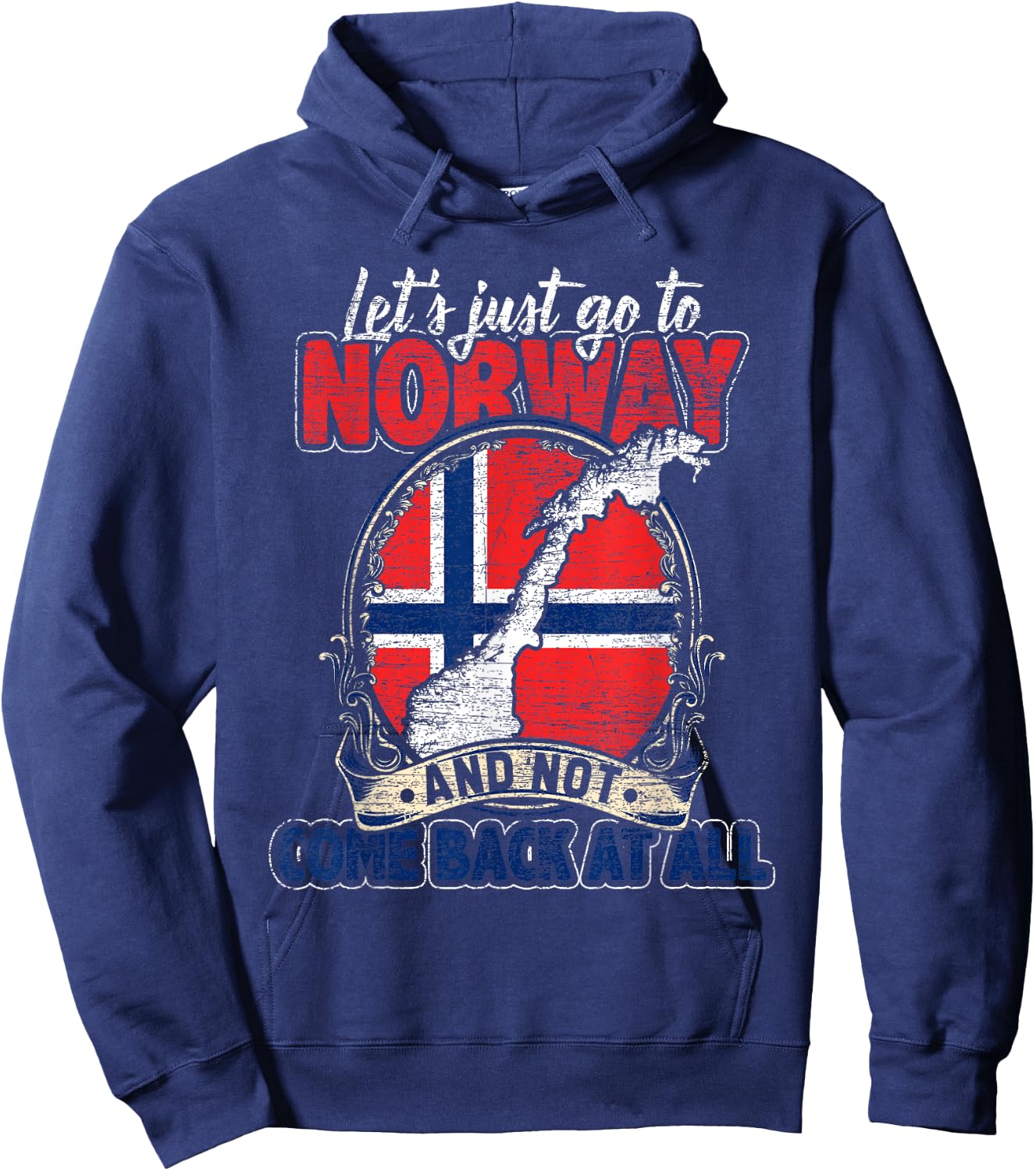 Vintage Norwegian Flag - Let's Just Go To Norway Hoodie - Hoodie | Navy