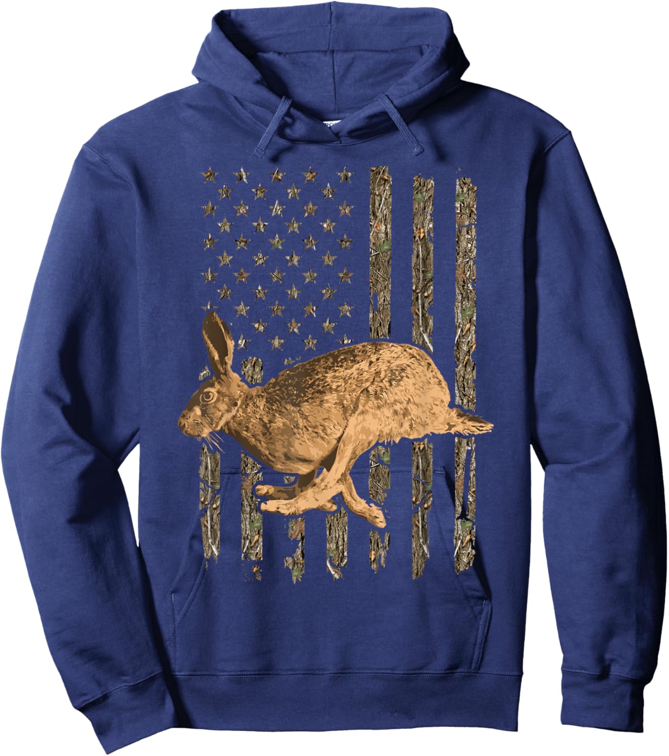 Rabbit Hunting American Flag Camouflage Rabbiting Hunter Hoodie - Hoodie | Navy