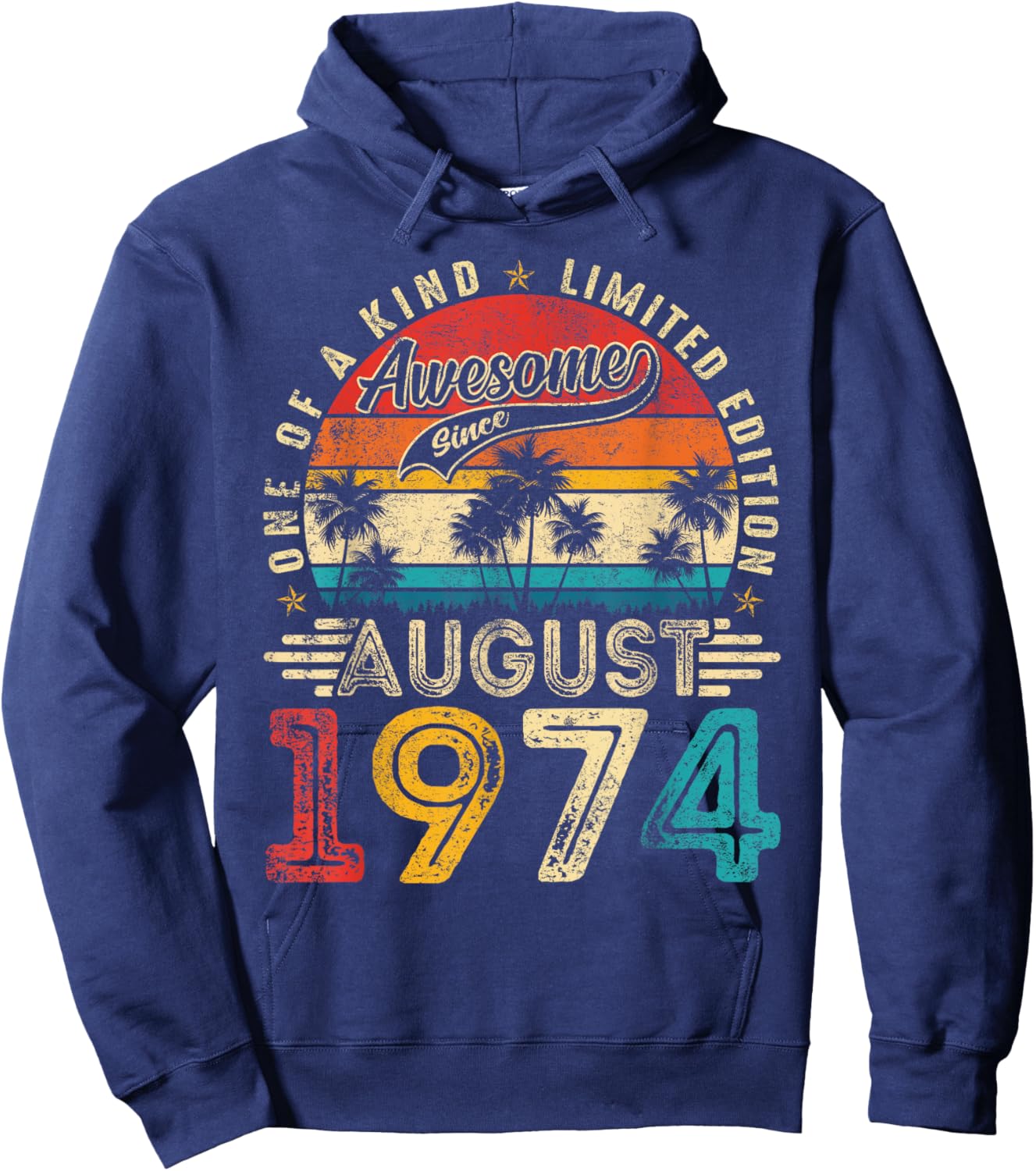 Awesome Since August 1974 Vintage Retro 50th Birthday Men Hoodie - Hoodie | Navy