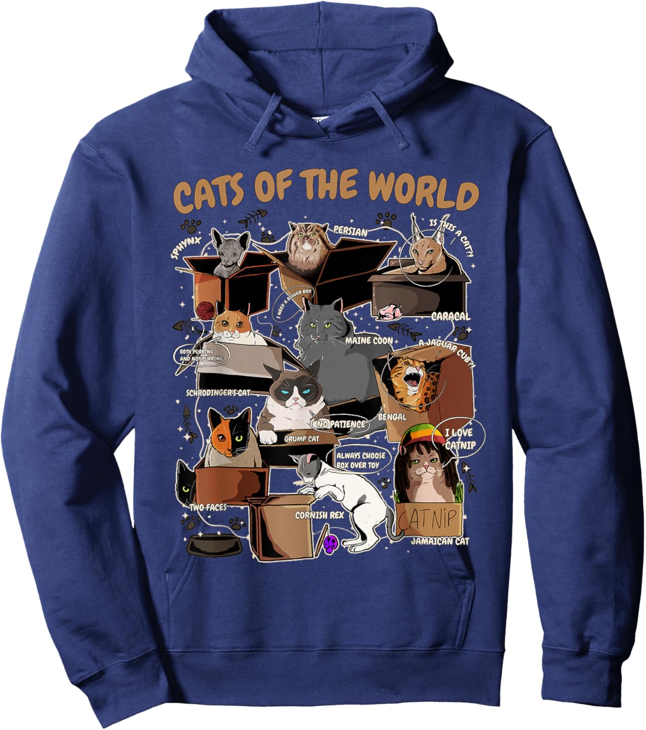 Funny Cat Meme Shirt for Cat Lover Cat Animals of the World Hoodie - Hoodie | Navy