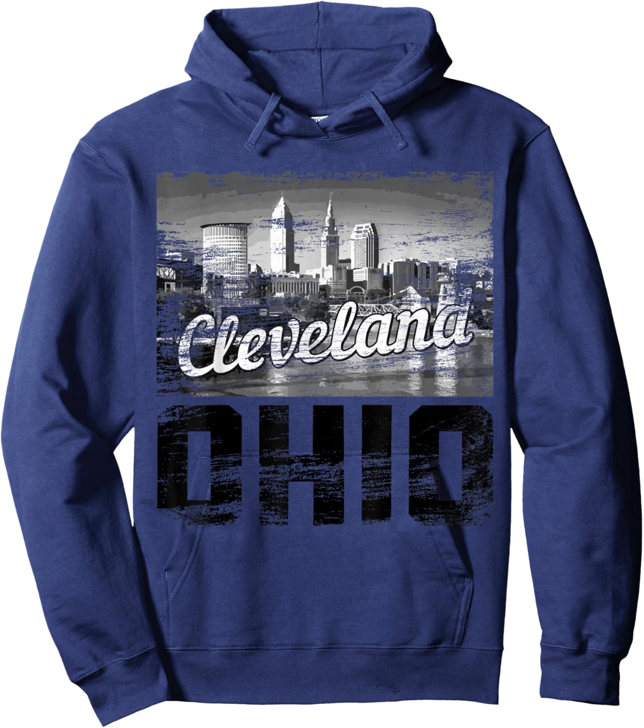 Cleveland Ohio Skyline Vintage Pride Hoodie - Hoodie | Navy