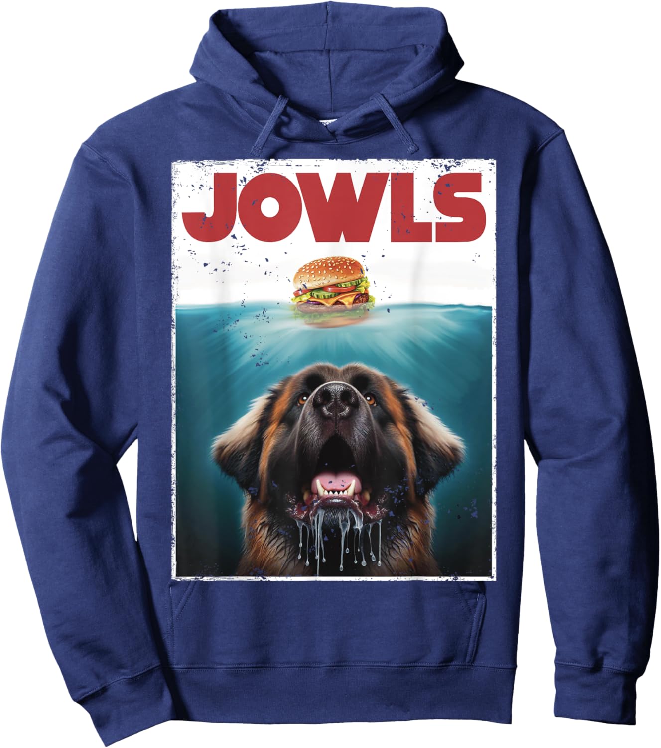 Funny Leonberger Jowls Burger, Gentle Giant Dog Mom, Dog Dad Women Girls Kids Hoodie - Hoodie | Navy
