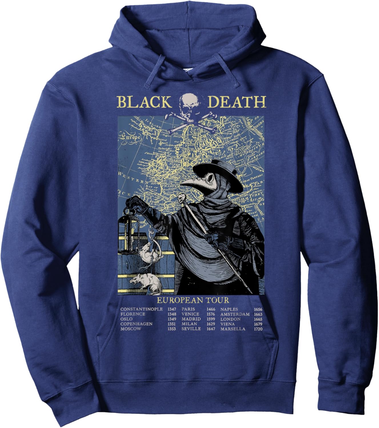 Plague Mask Doctor Plague Black Death European Tour Hoodie - Hoodie | Navy