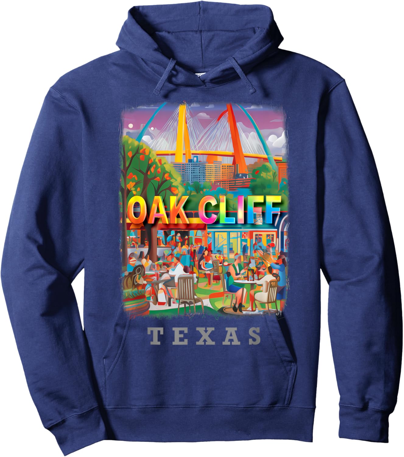 Oak Cliff Texas TX Vibrant Downtown SD725 Hoodie - Hoodie | Navy
