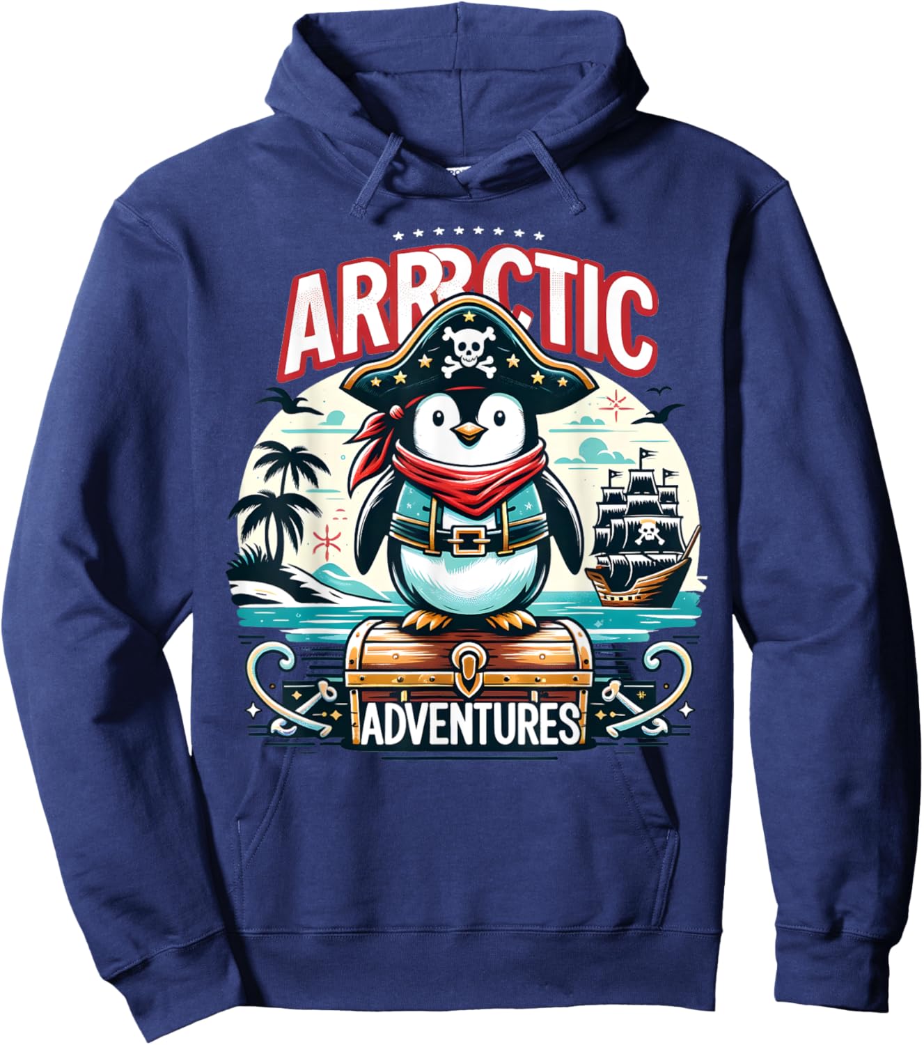 Arrrctic Adventures Pirate Penguin Treasure Quest Pun Hoodie - Hoodie | Navy