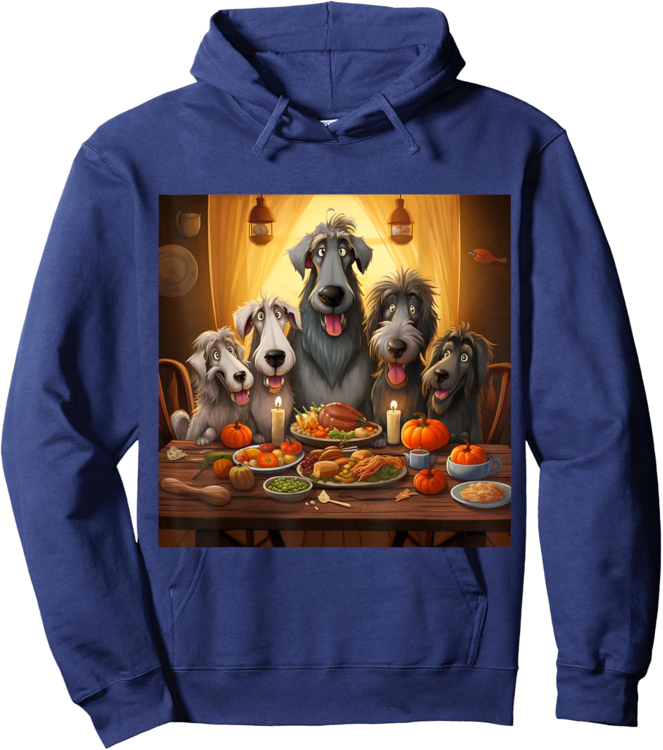 Thanksgiving Irish Wolfhound - Irish Wolfhound Thanksgiving Hoodie - Hoodie | Navy