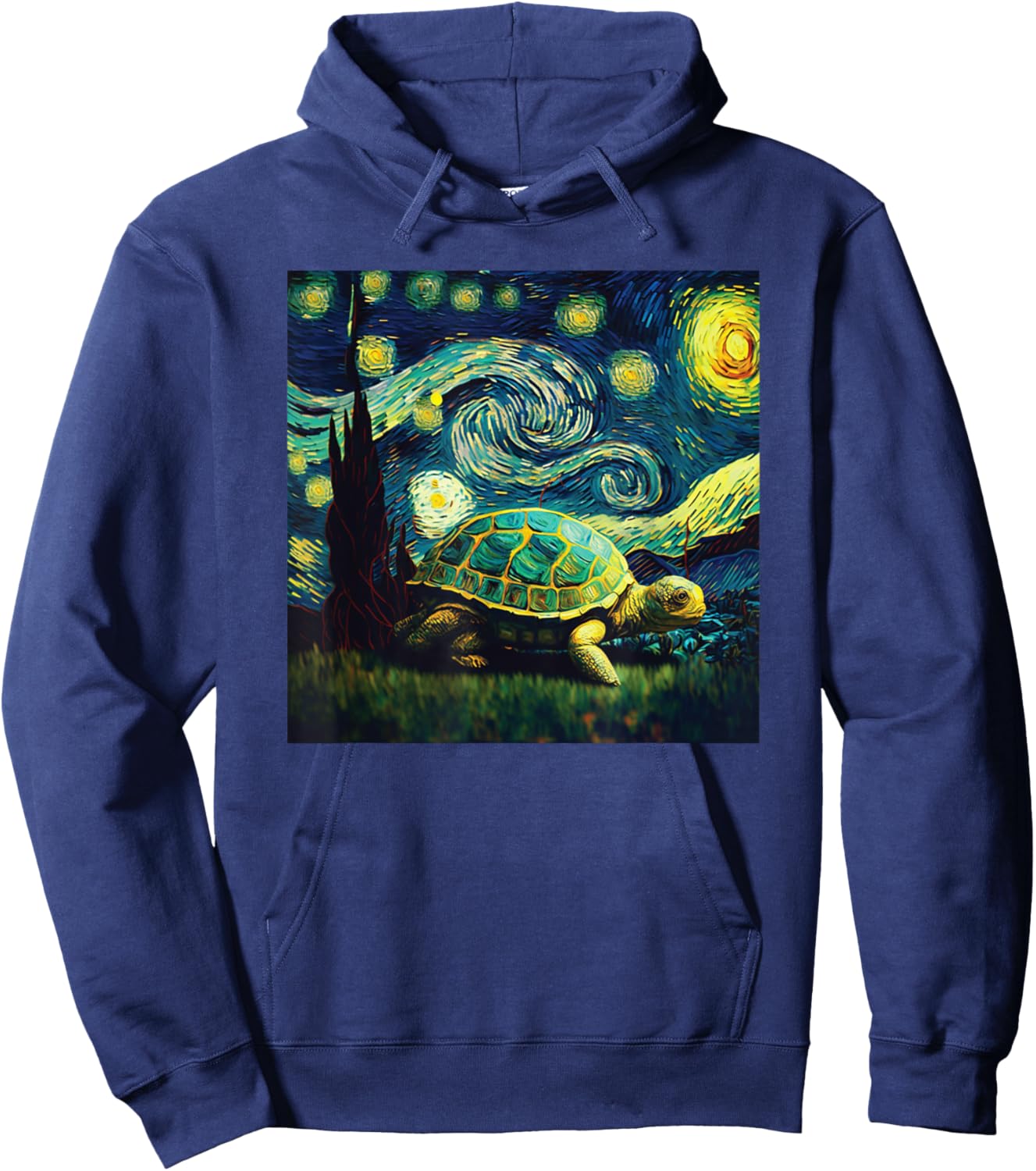 cute turtle painting for lover Van Gogh art Starry Night sky Hoodie - Hoodie | Navy