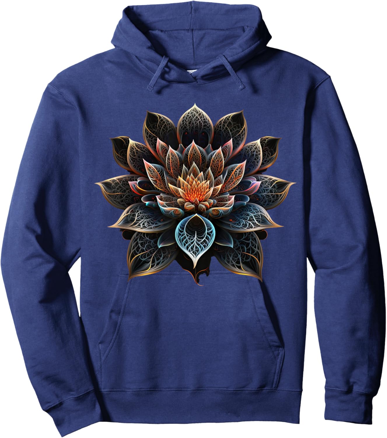 Lotus Flower Yoga Zen Bohemian Namaste Meditation Hoodie - Hoodie | Navy
