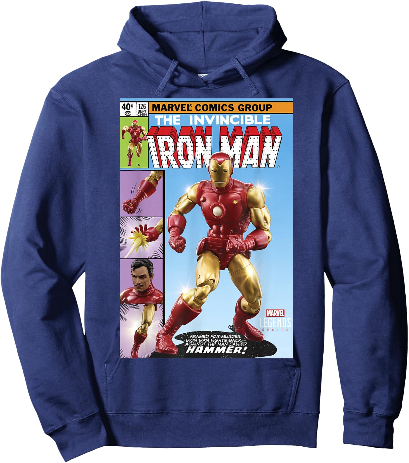 Marvel Legends Series The Invincible Iron Man Comic Cover Hoodie - Hoodie | Navy