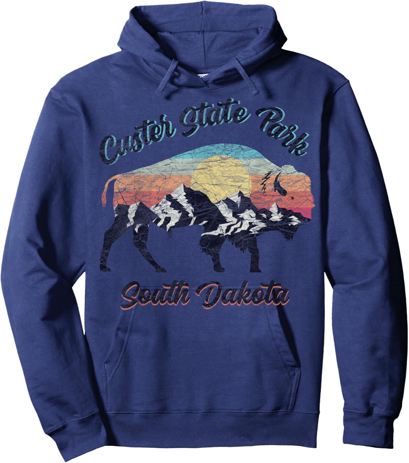 Custer State Park Buffalo South Dakota The Mount Rushmore Hoodie - Hoodie | Navy