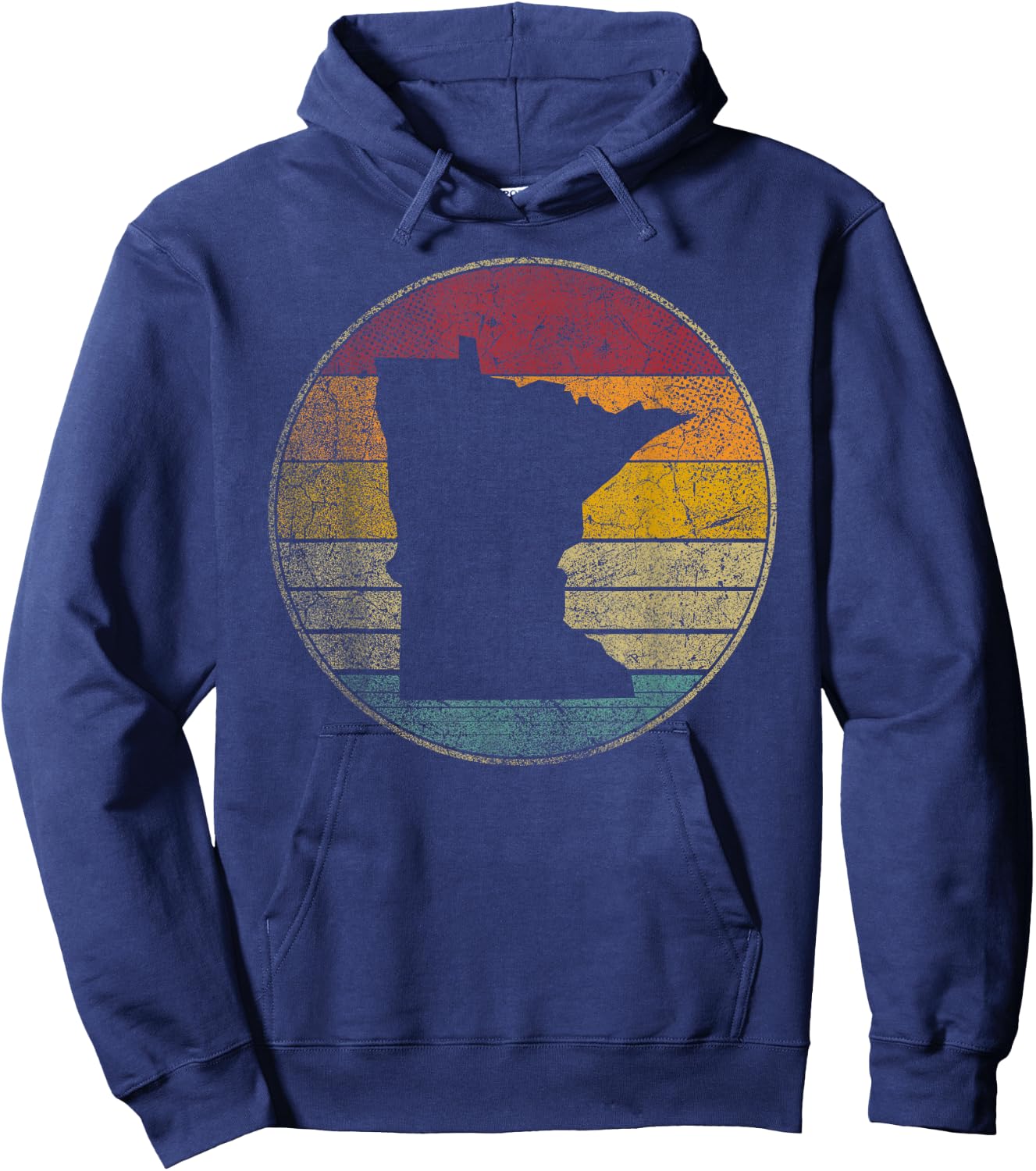 Minnesota Vintage Distressed Retro Style Silhouette State Hoodie - Hoodie | Navy