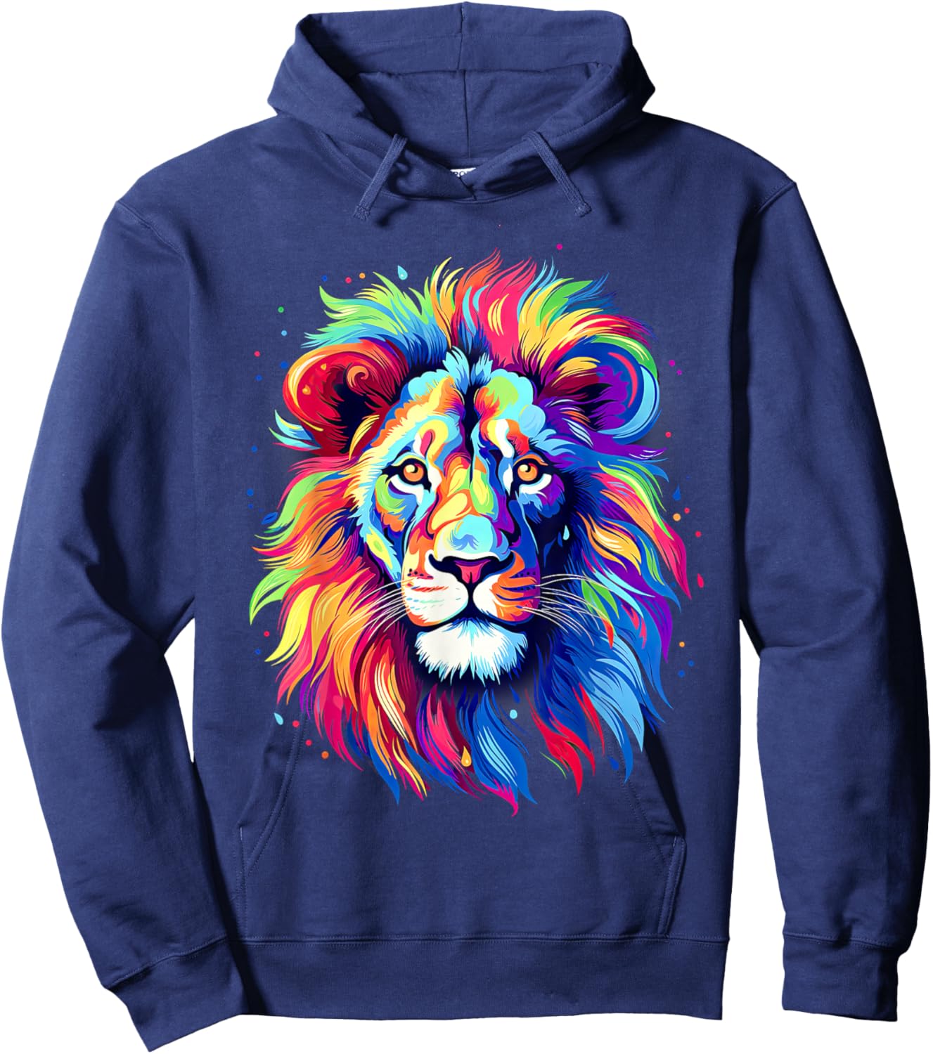 Colorful Lion Spirit Animal Multicolor Art Leo Lion Hoodie - Hoodie | Navy